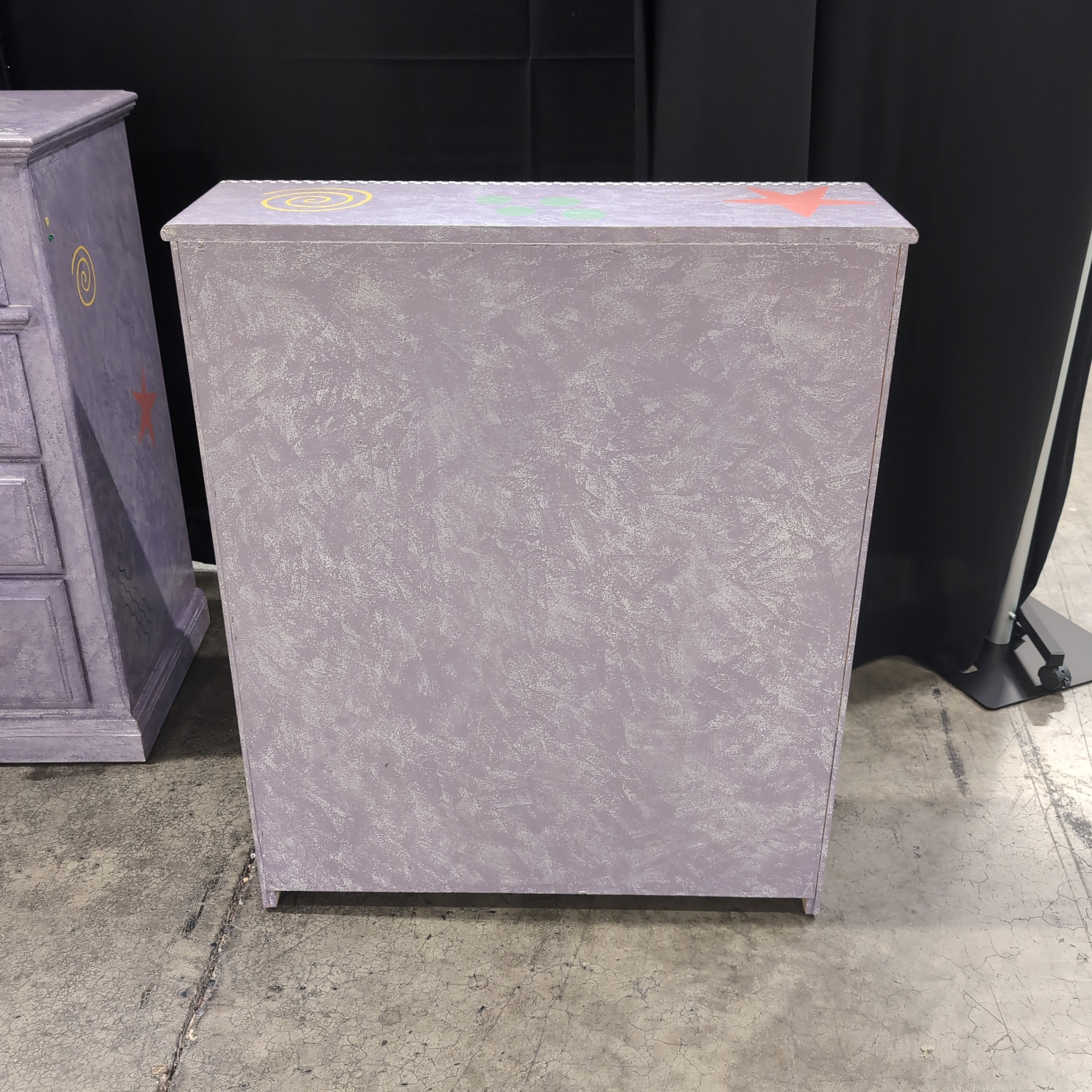 Lavender Three-Shelf Bookcase with Colorful Shelves