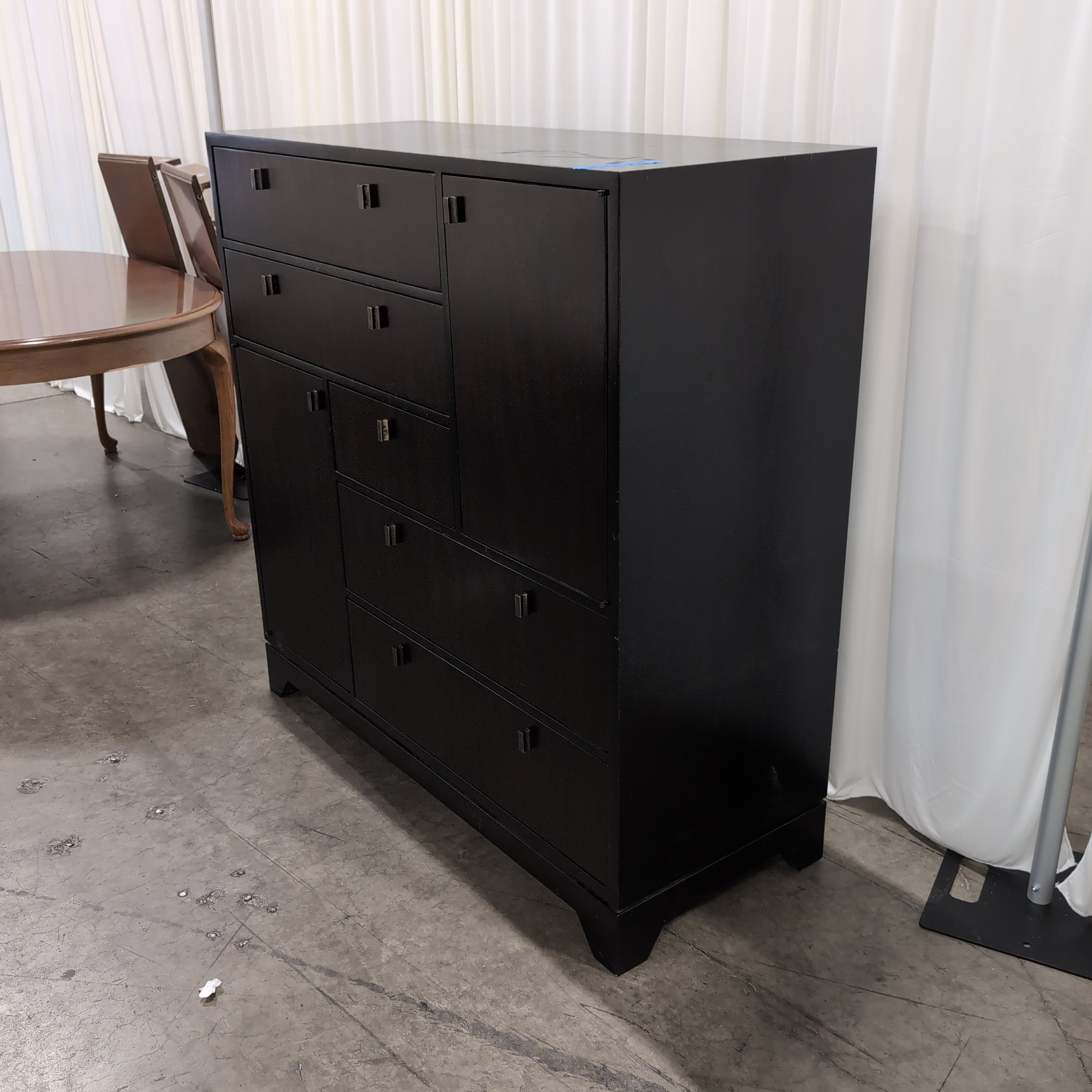 Dark Wood TV Stand with Cabinet Storage