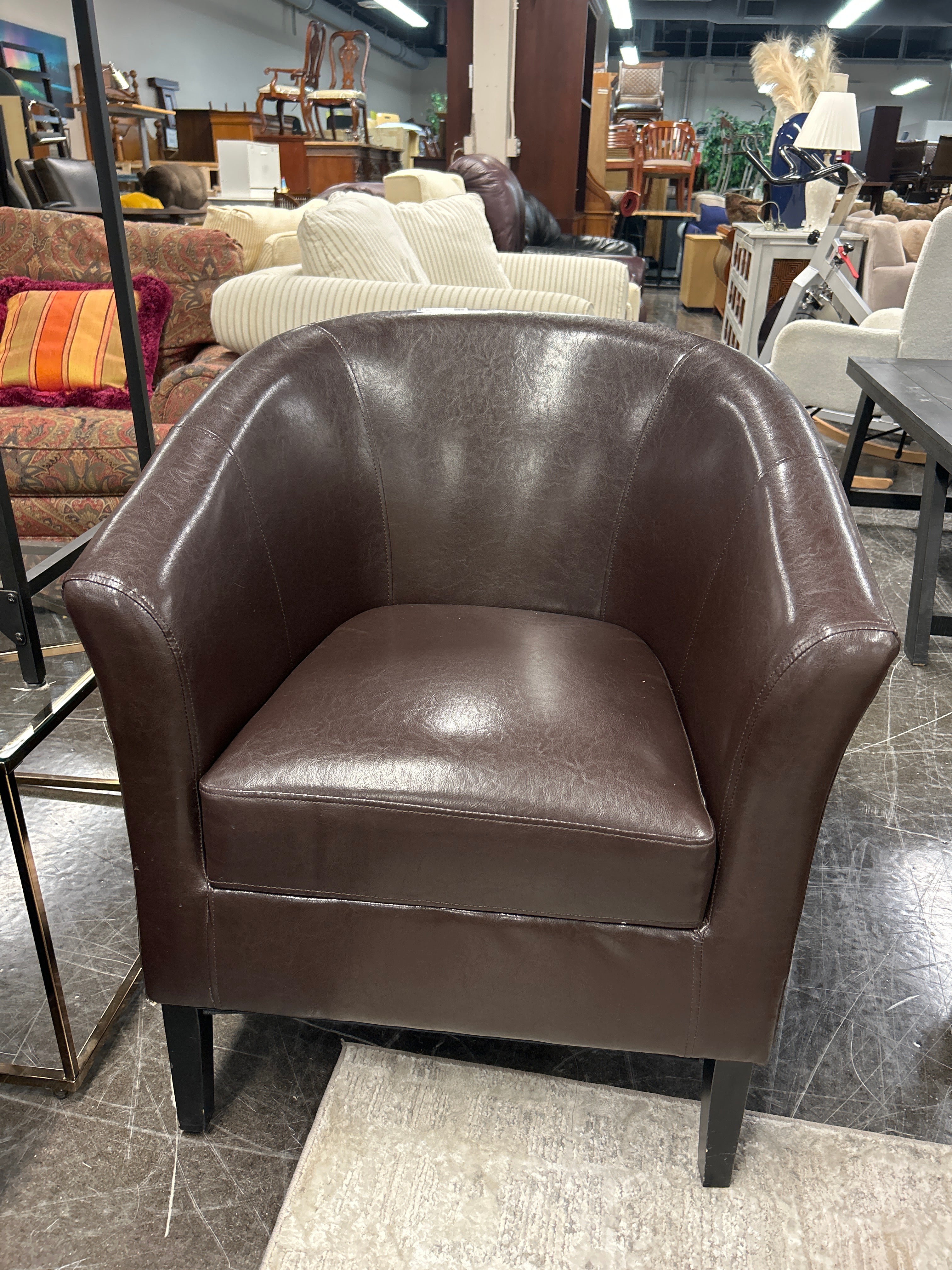 Faux Leather Armchair (Brown)