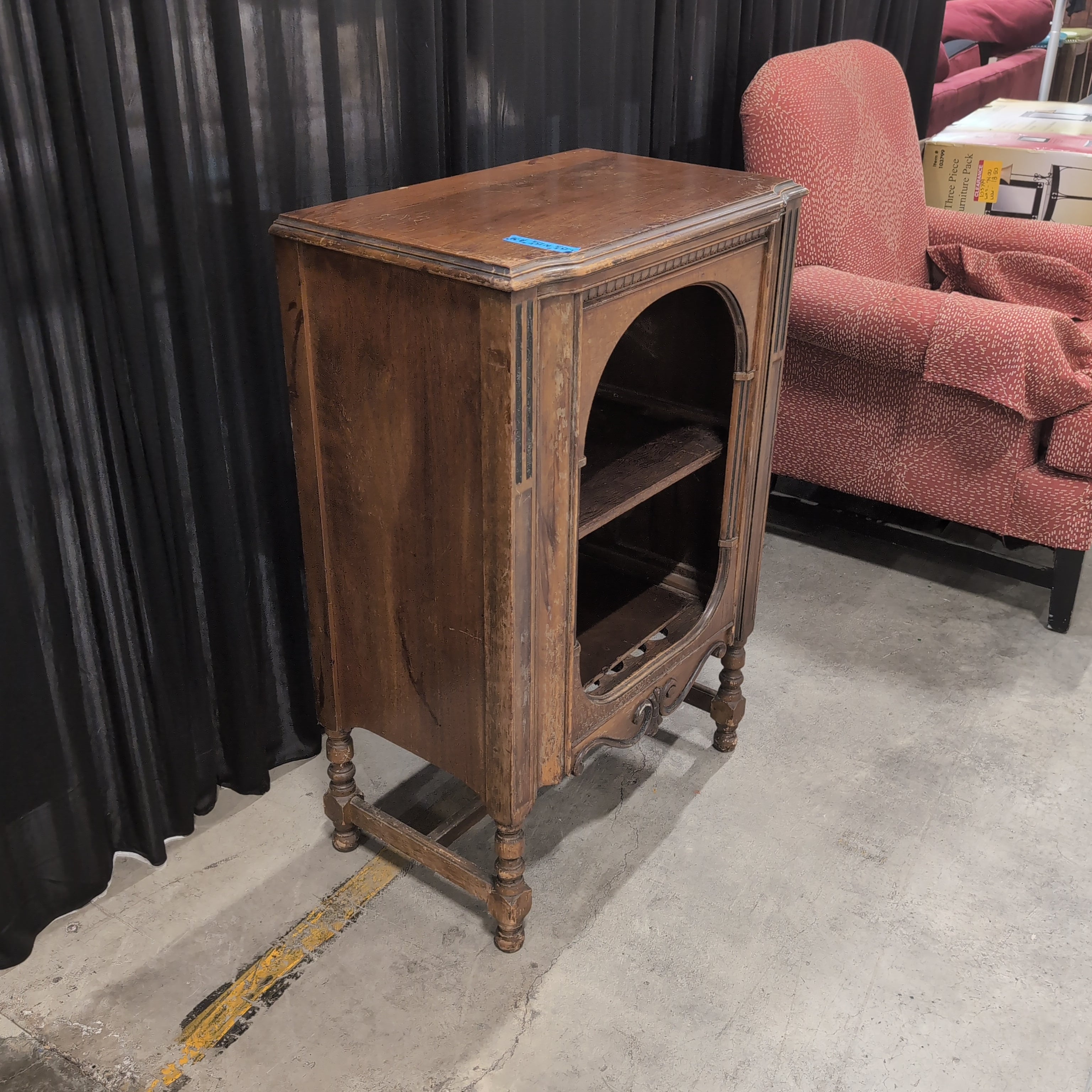 Vintage Brown Wood Radio Cabinet