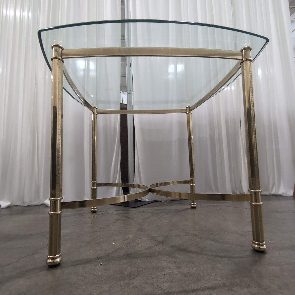 Square Brass Finish End Table with Glass Top