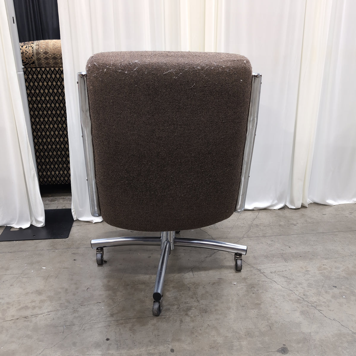 Tufted Brown Fabric Office Chair with Chrome Frame