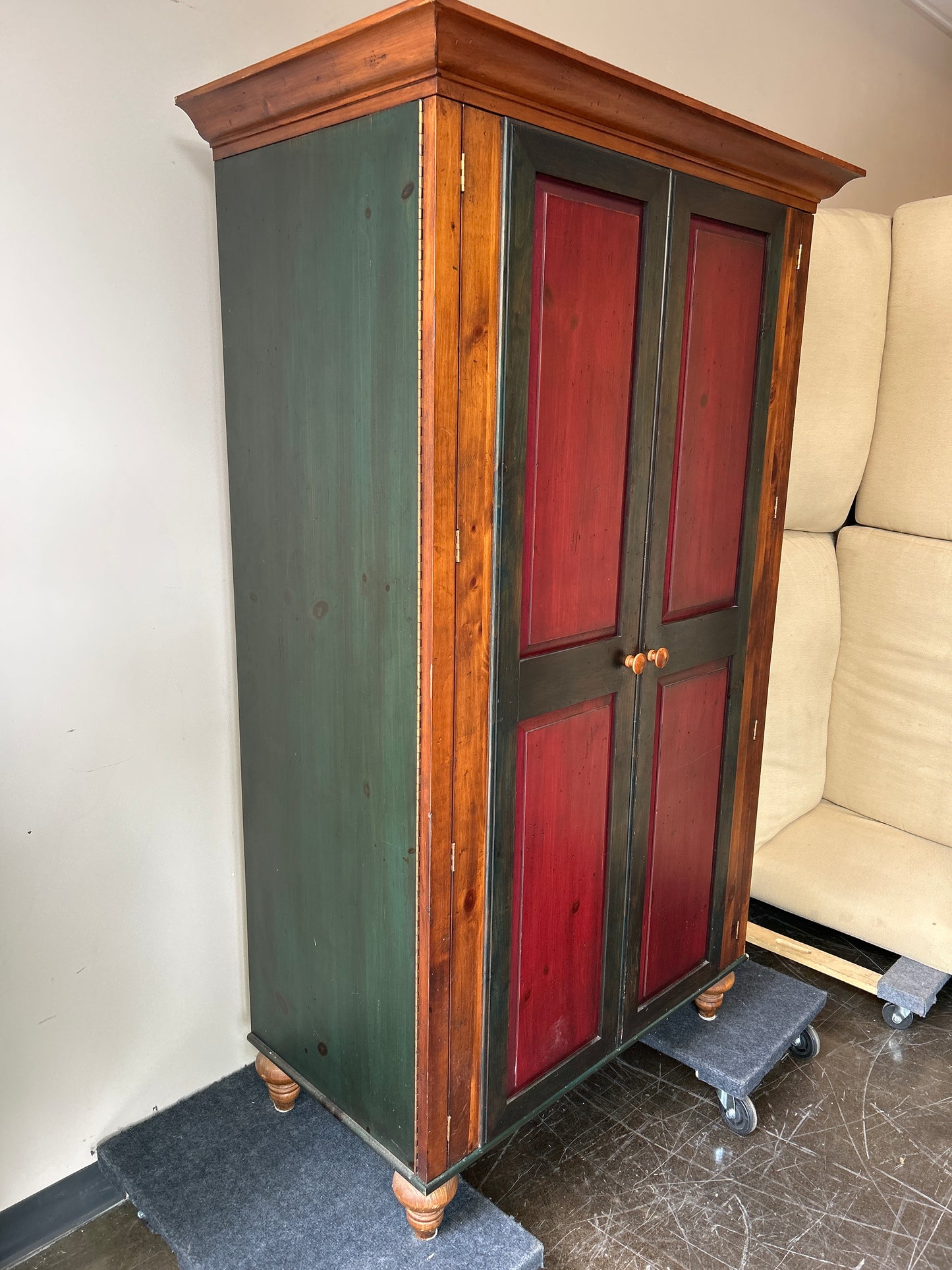Red and Green Media Cupboard