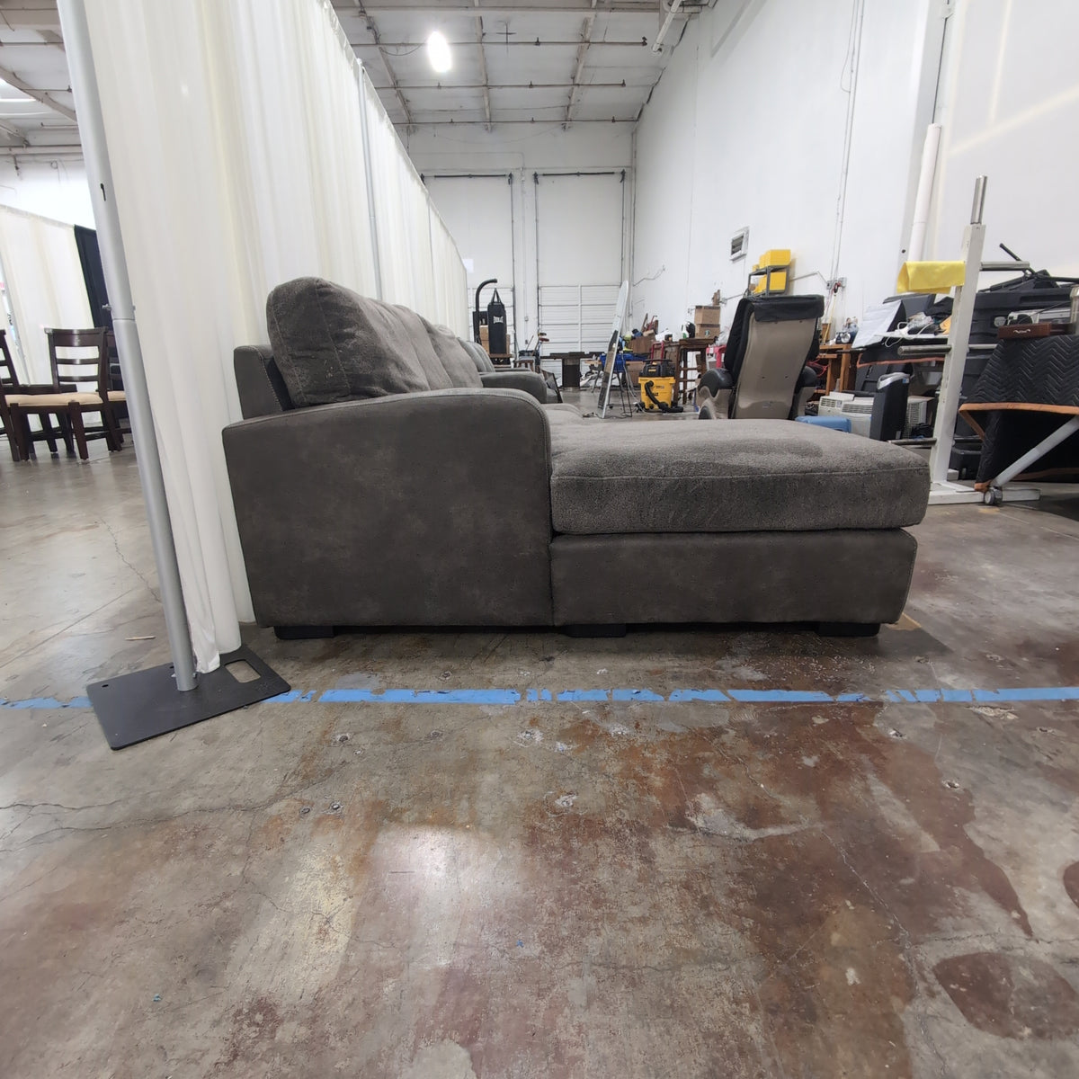 Dark Gray Fabric L-Shaped Sectional Couch