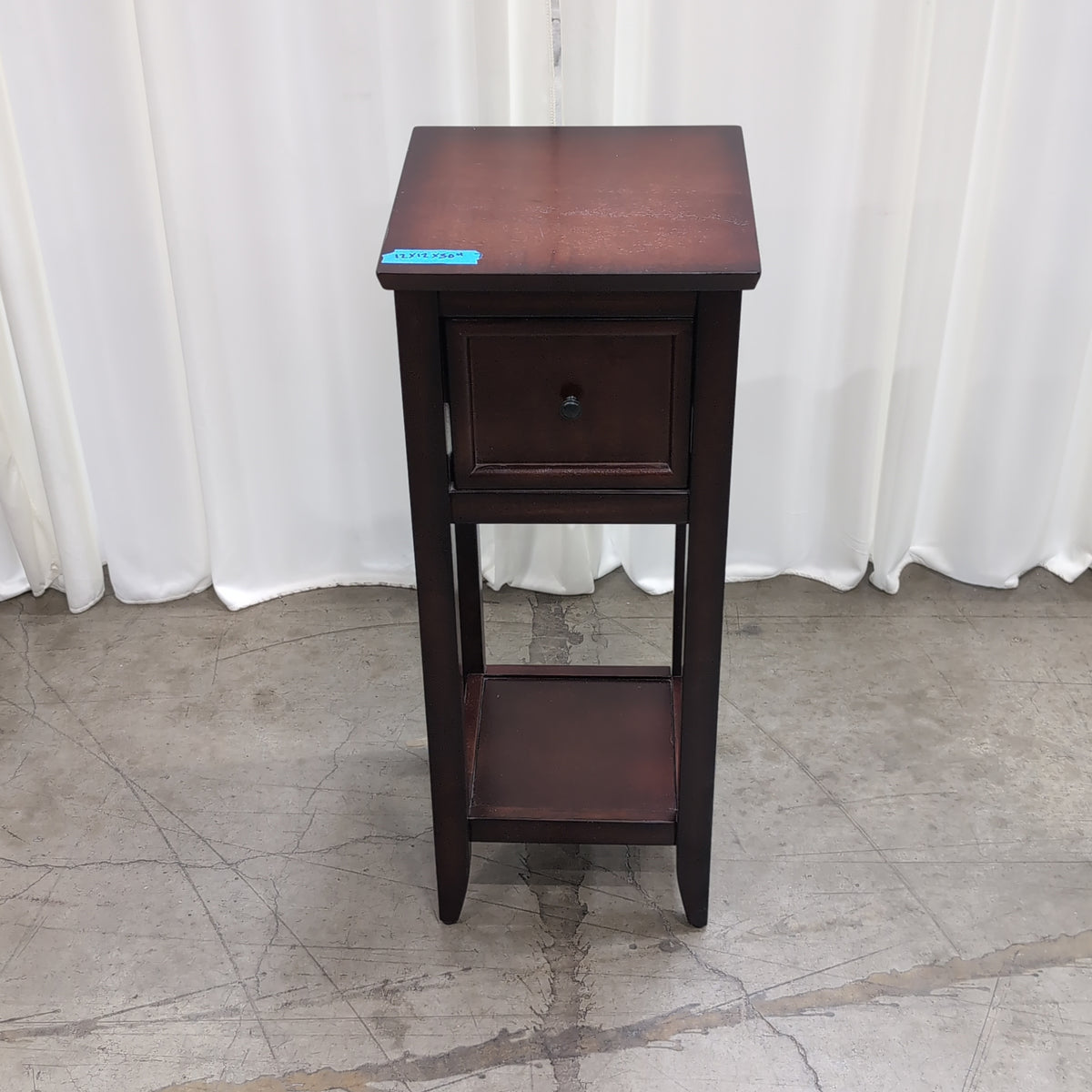 Dark Cherry Wood End Table with Storage Drawer