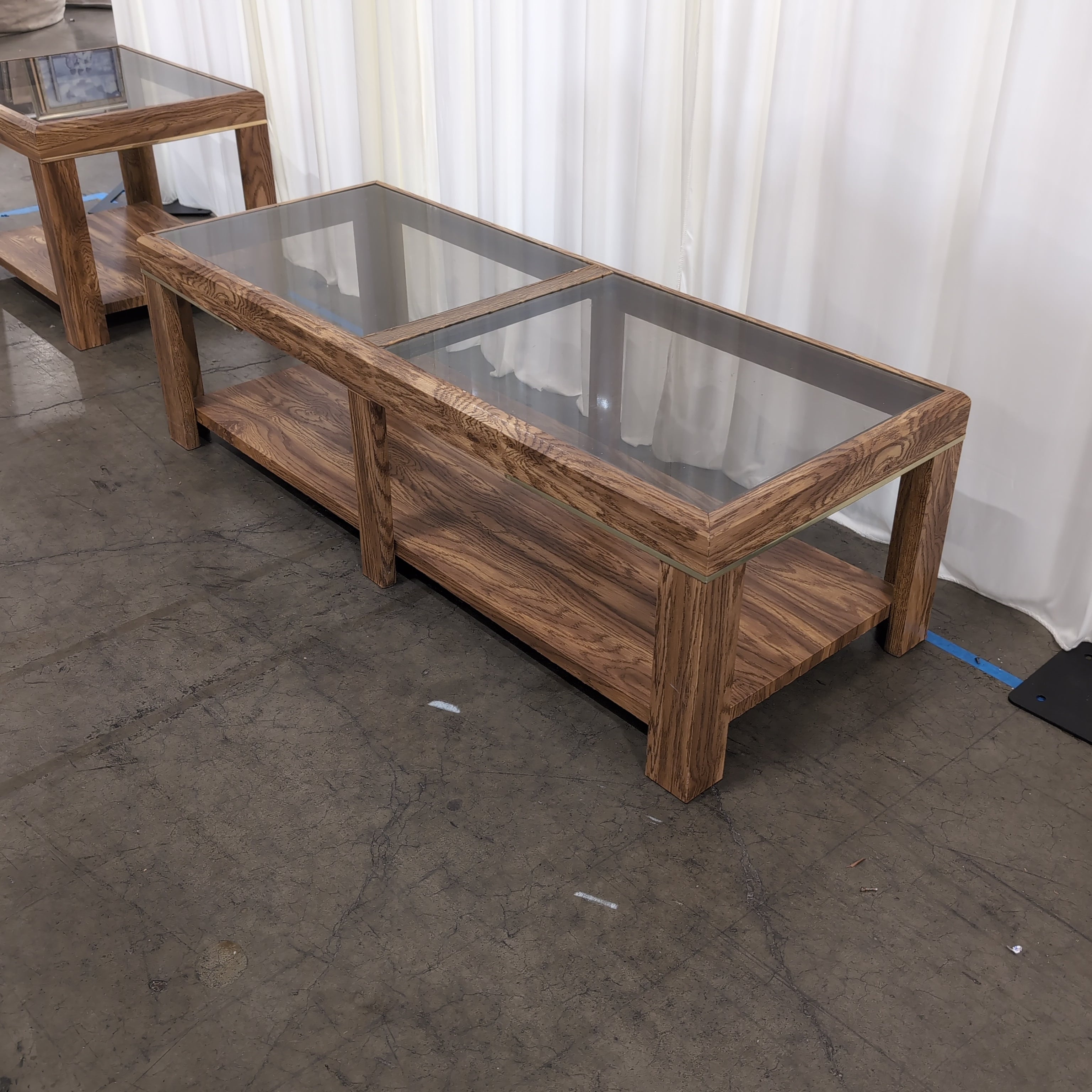 Rectangular Wood Coffee Table with Glass Top