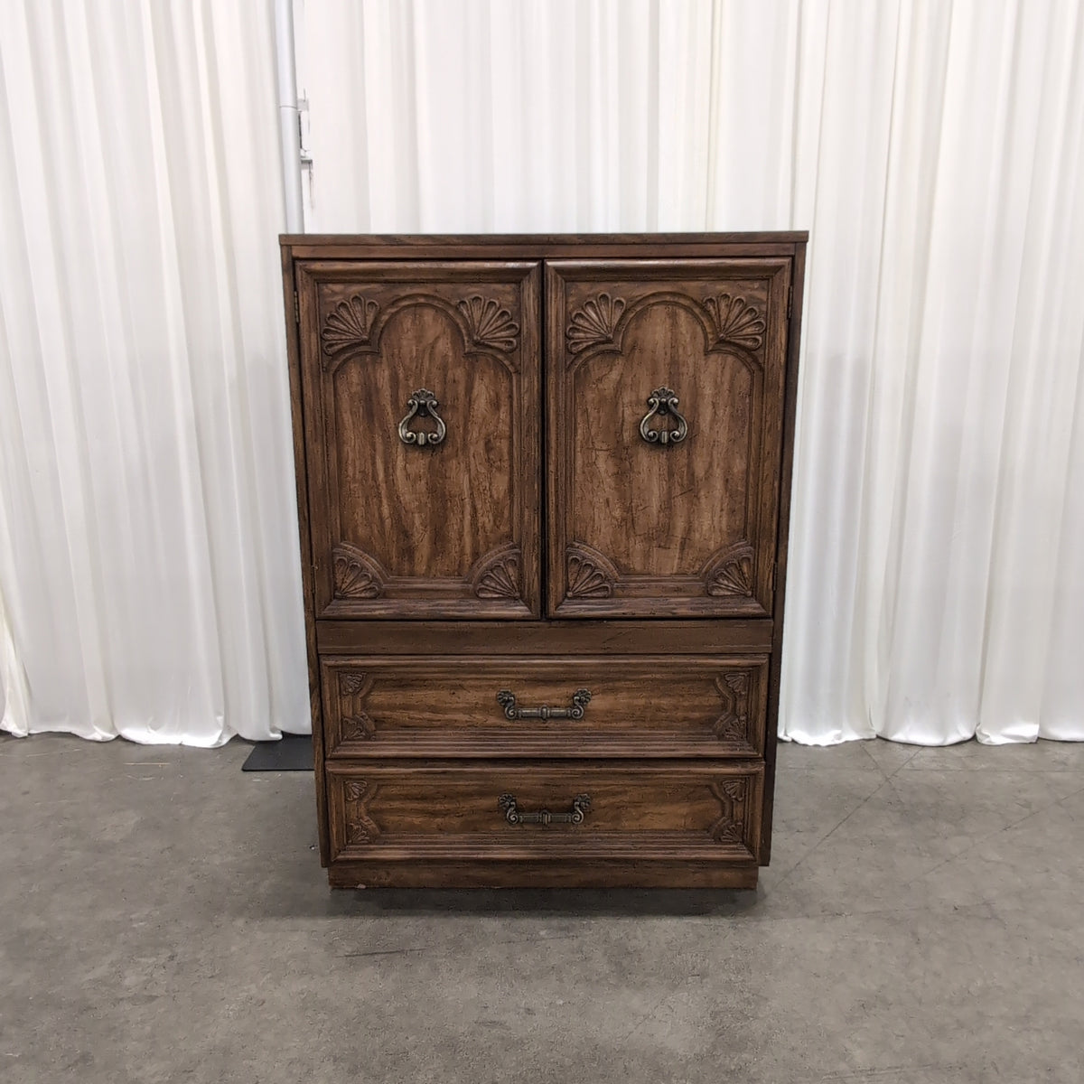 French Provincial Style Wood Dresser with Ornate Hardware