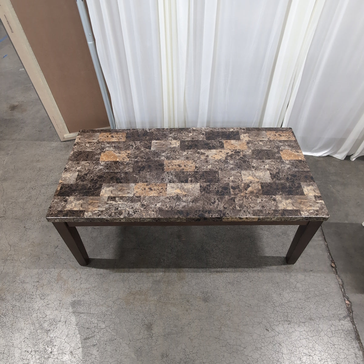 Rectangular Multi-tone Patterned Top Dining Table with Wood Base