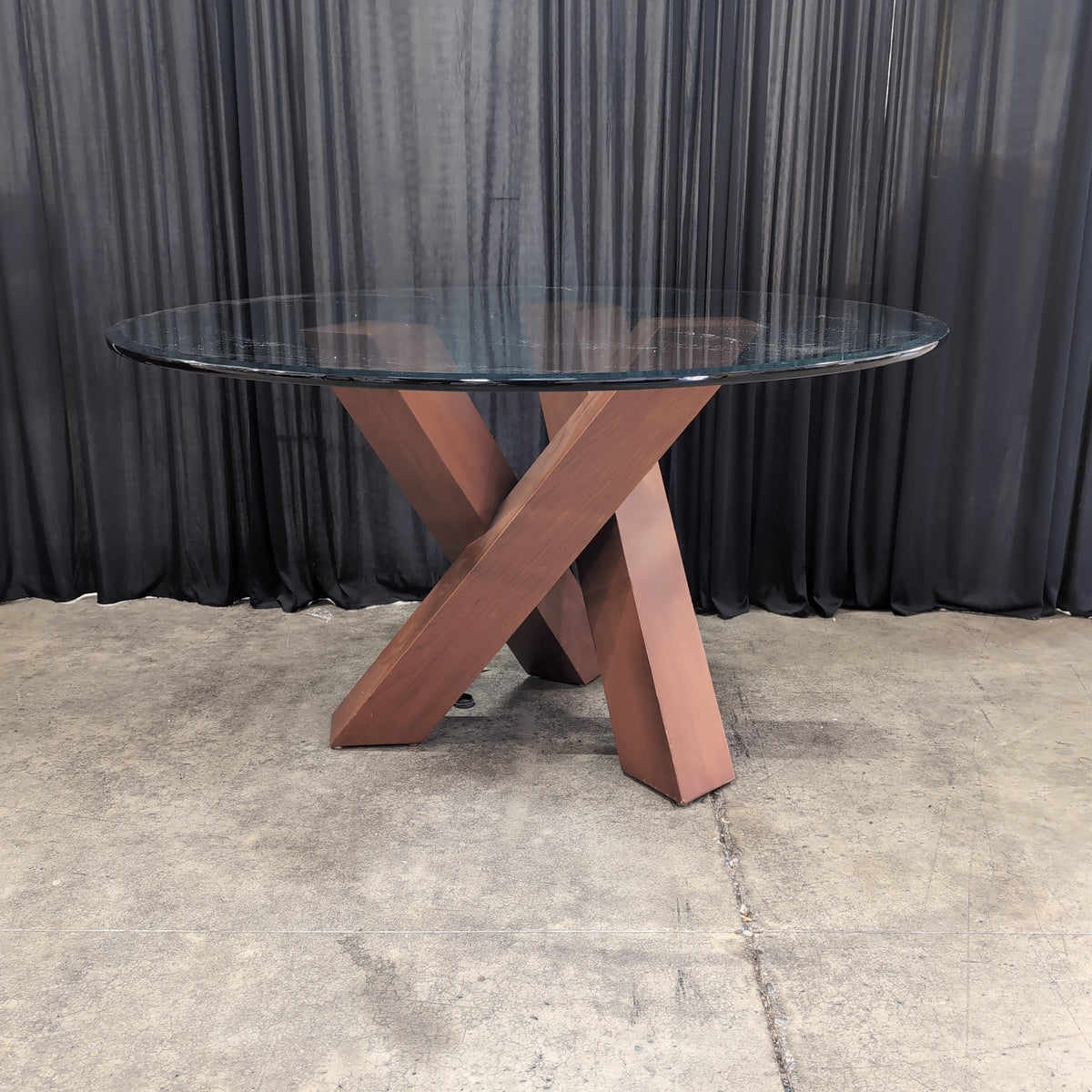 Cherry Finish Geometric Wood Coffee Table Base