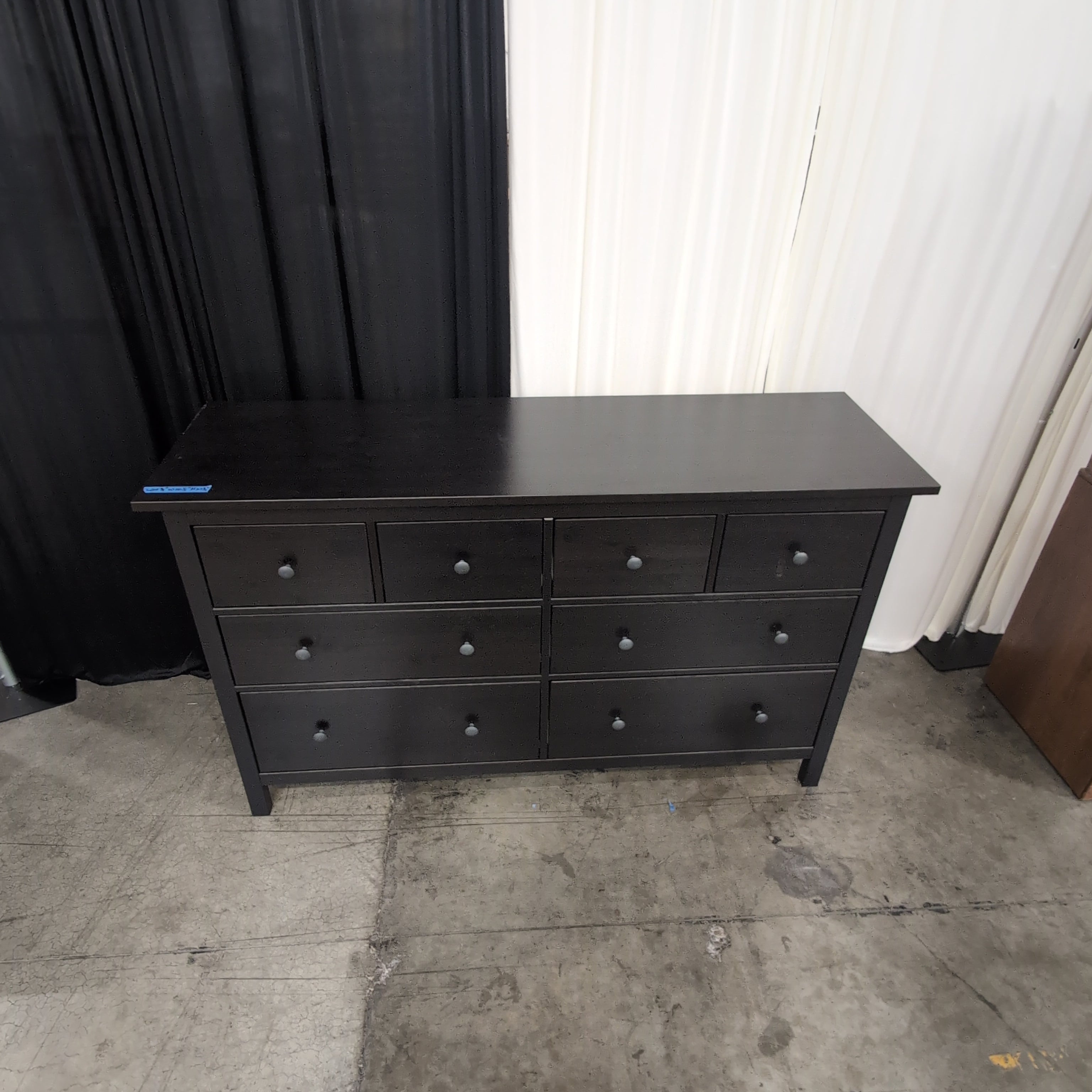 Dark Finish Nine-Drawer Wide Dresser