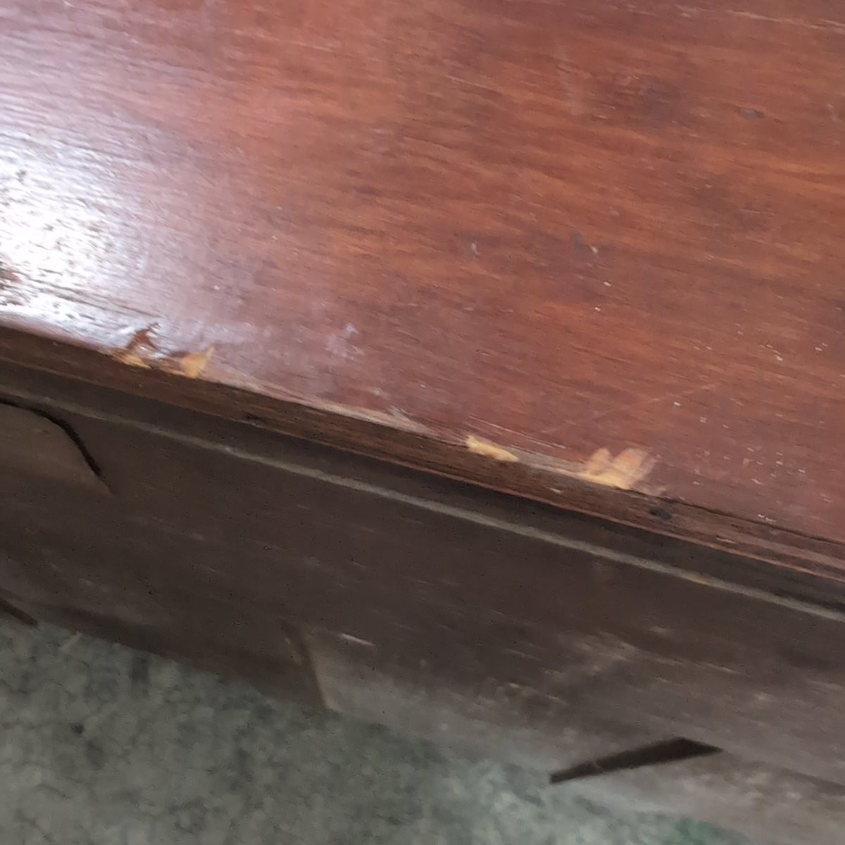 Antique Dark Wood Burl Veneer Dresser with Ornate Hardware
