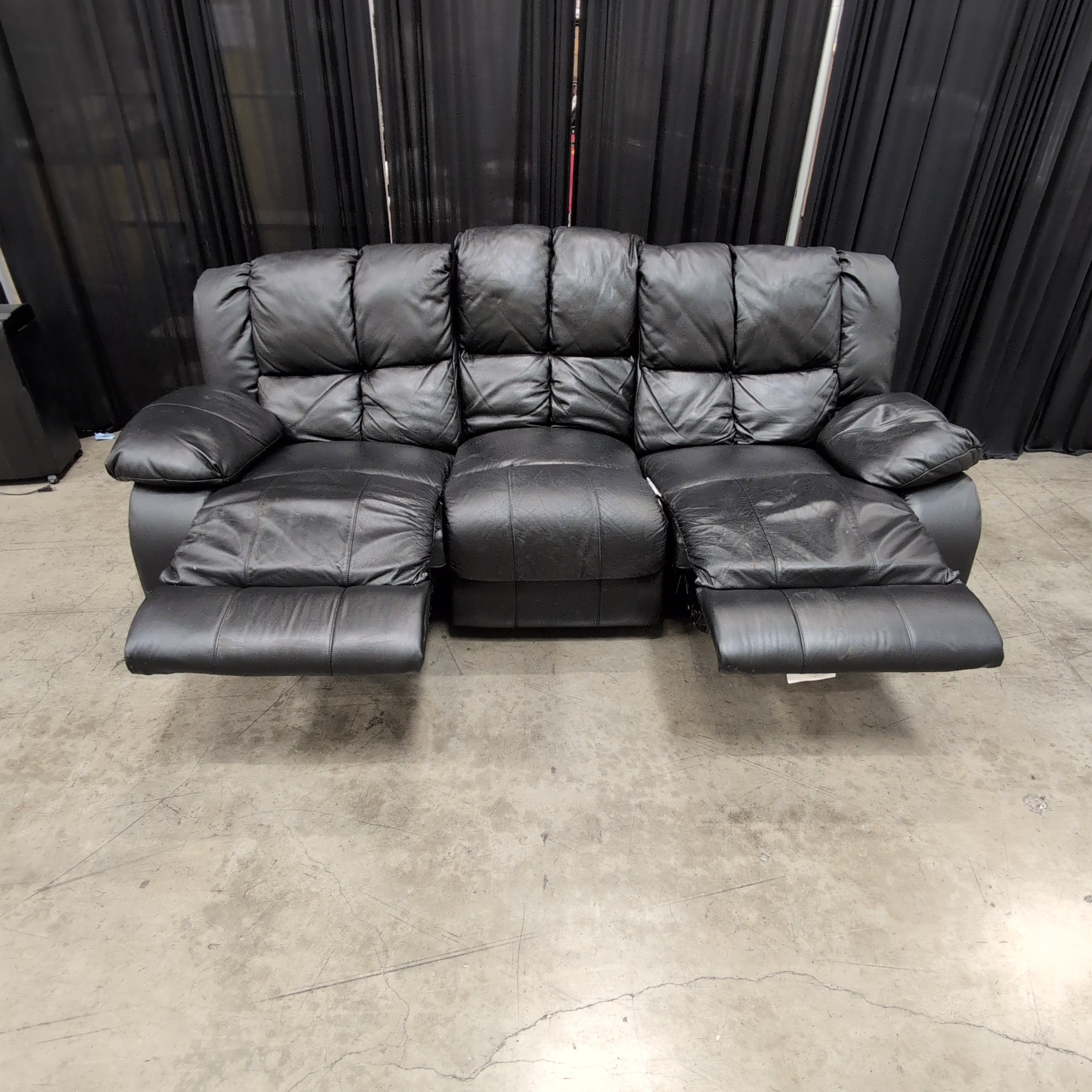 Black Faux Leather Reclining Couch
