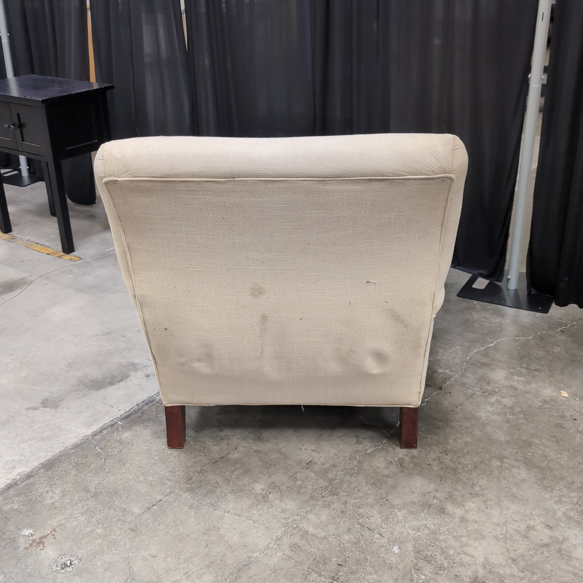 Beige Upholstered Chaise Lounge with Rolled Arms