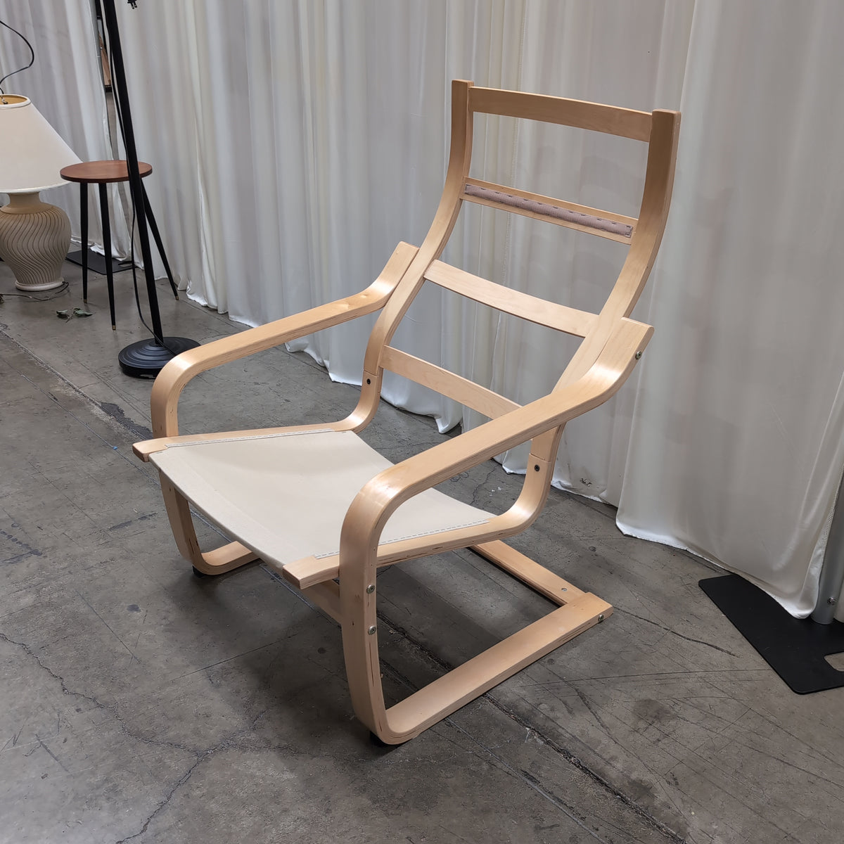 Modern Bentwood Lounge Chair with Fabric Seat