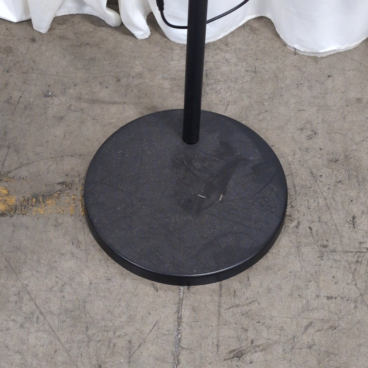 Black Metal Arched Floor Lamp with Fabric Shade