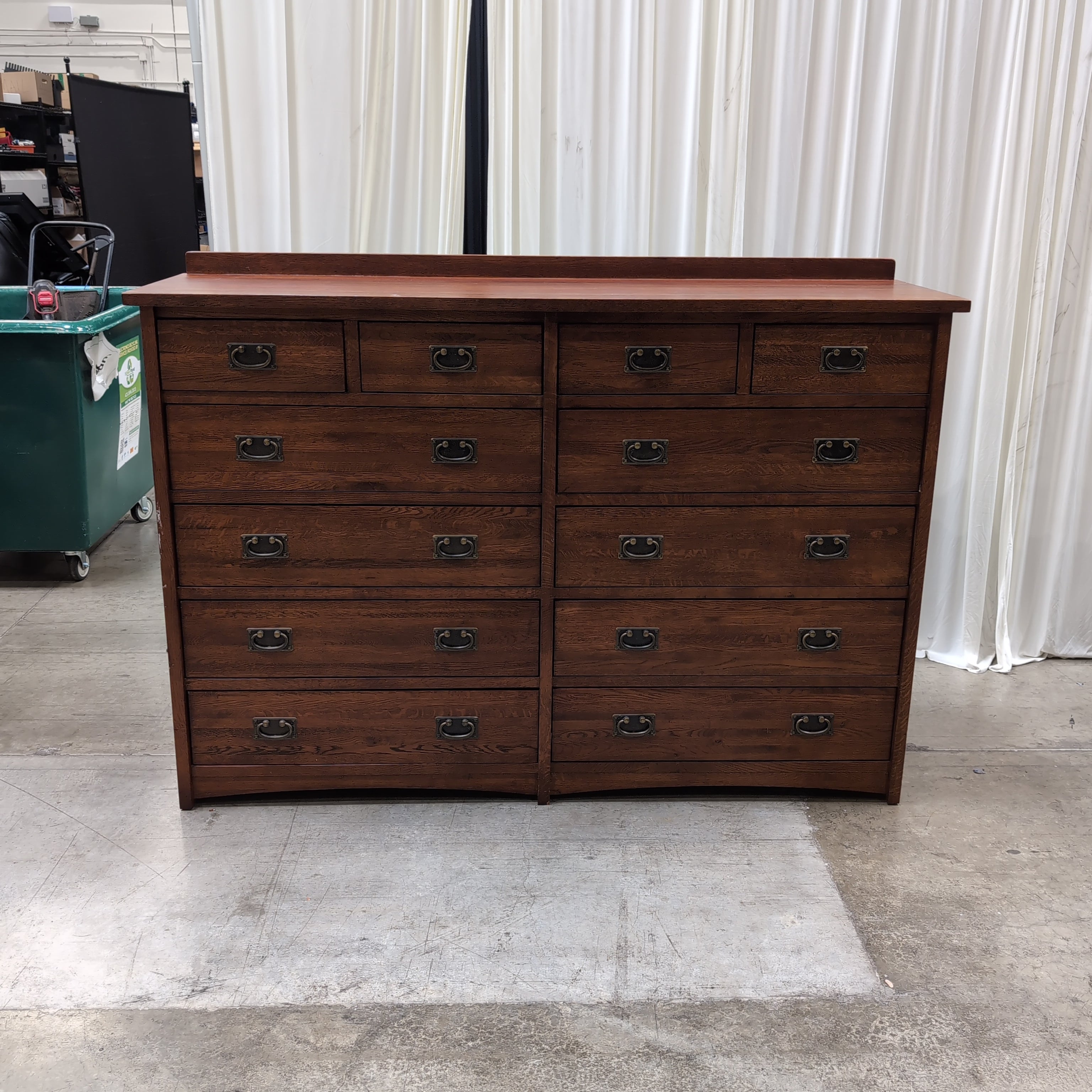 Tradewins Traditional Brown Wood Twelve Drawer Dresser with Top Mirror