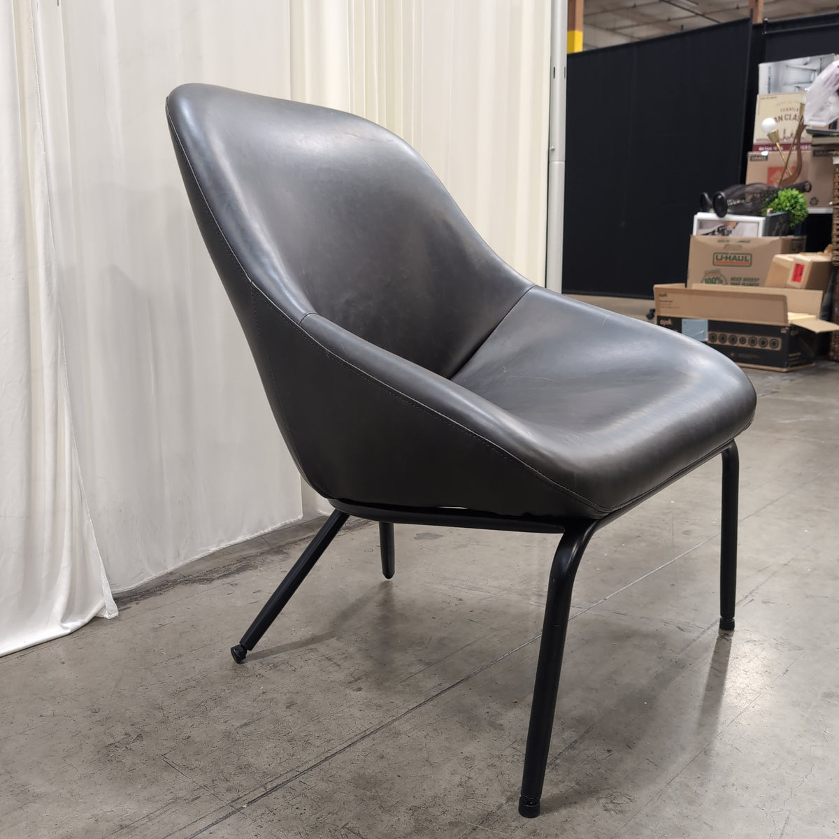 Black Faux Leather Molded Seat Chair