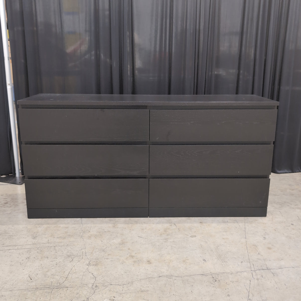 Dark Gray Six-Drawer Dresser in Wood Finish