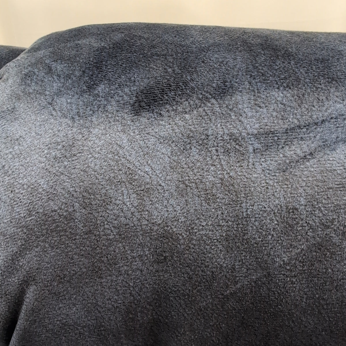 Charcoal Blue Microsuede Reclining Couch with Channel Tufting