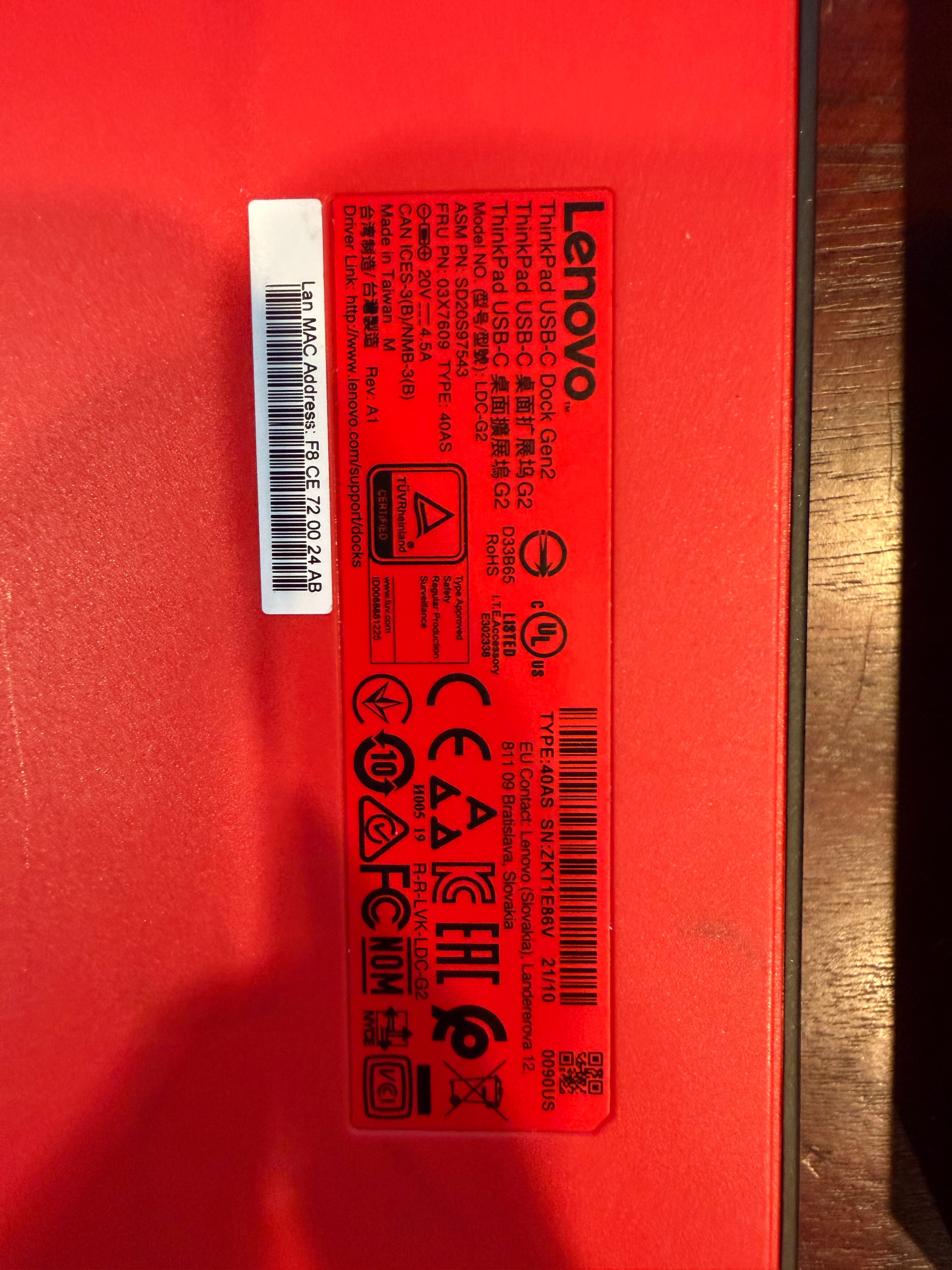 Lot of Three (3) Lenovo ThinkPads USB-C Dock Gen2 Model No. LDC-G2  Universal Docking Stations NO POWER/AC ADAPTER