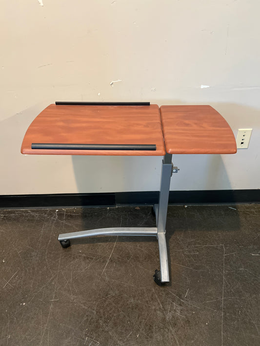 Rolling Adjustable Overbed Table with Tilting Surface