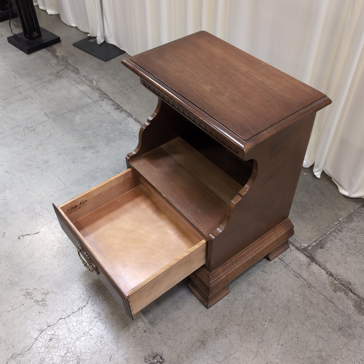 Traditional Dark Wood Nightstand with Ornate Hardware