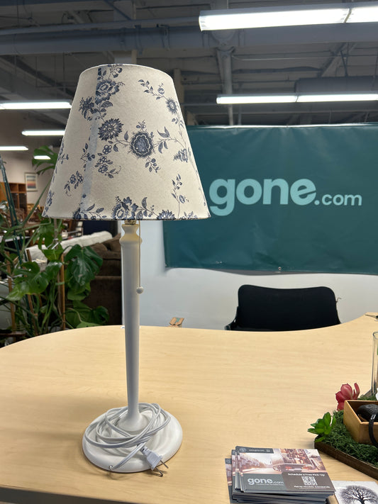 White Lamp w/ Blue Flower Design