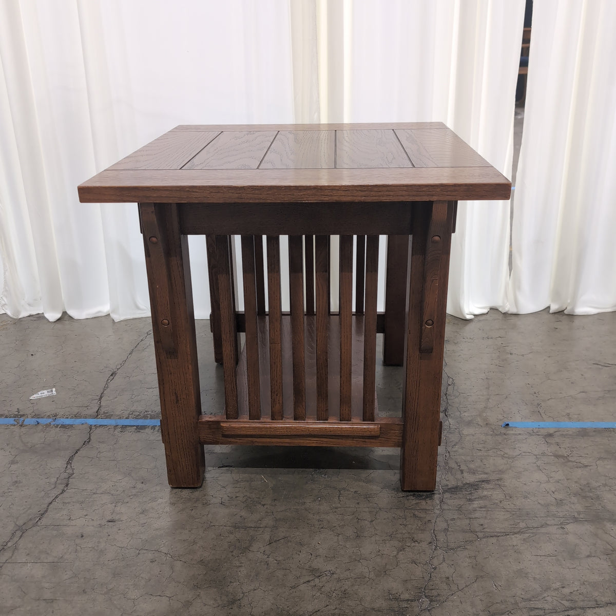 Mission Style Oak Wood End Table with Lower Shelf