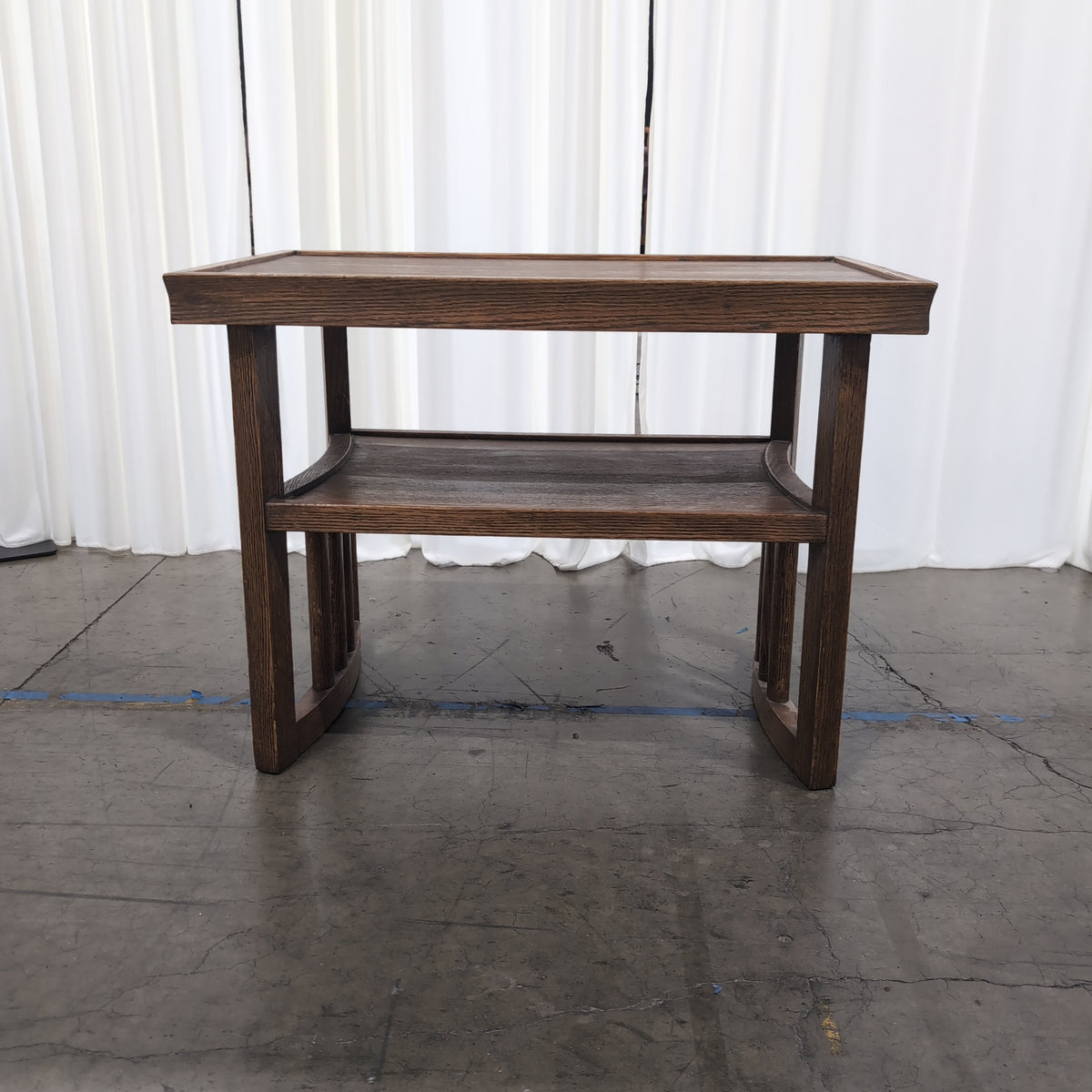 Dark Brown Wood End Table with Lower Shelf