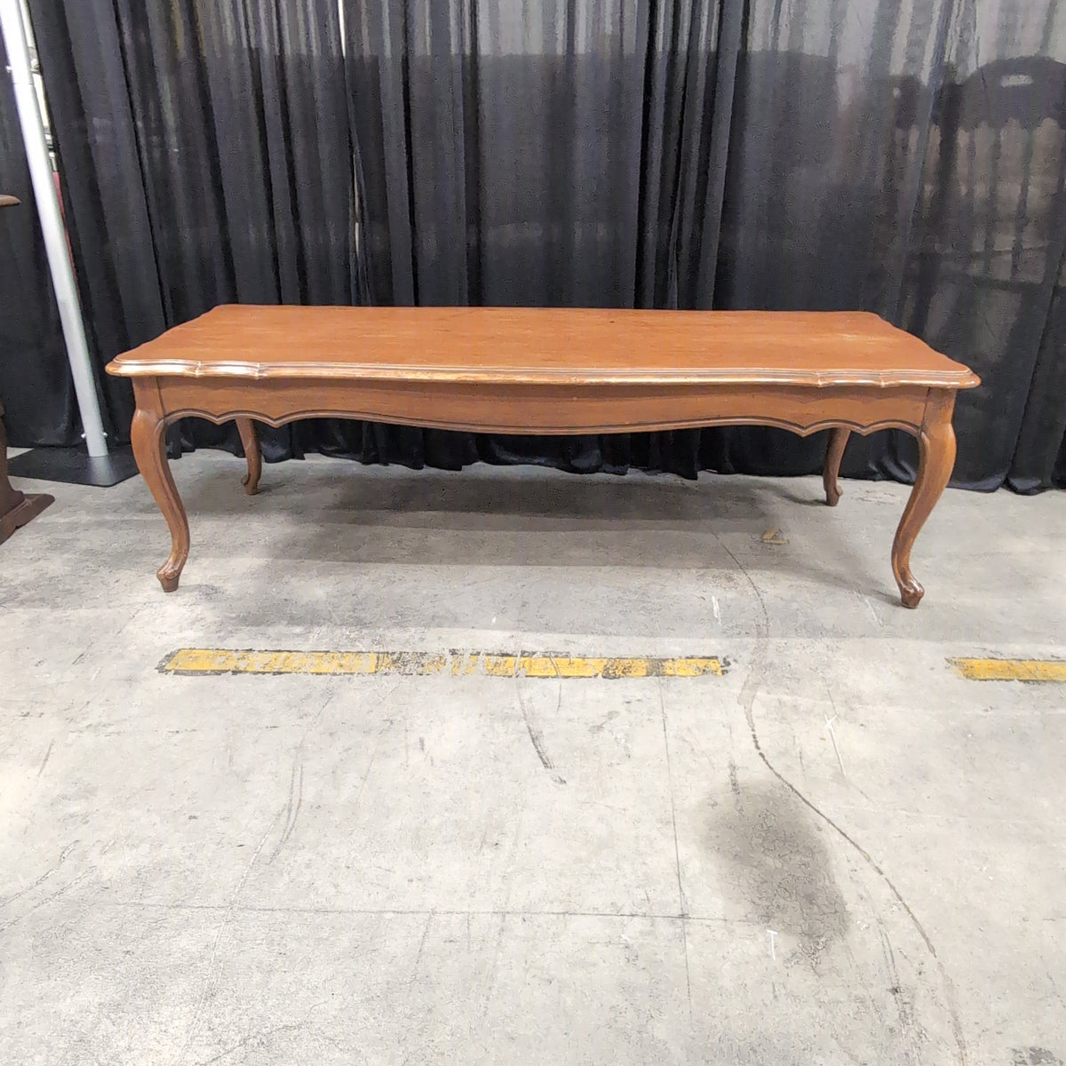 Traditional Light Wood Coffee Table with Carved Edges