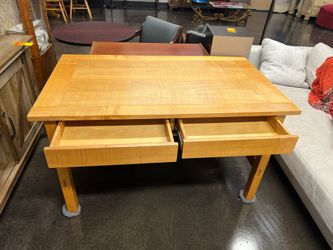 Light Oak Desk with Two Drawers