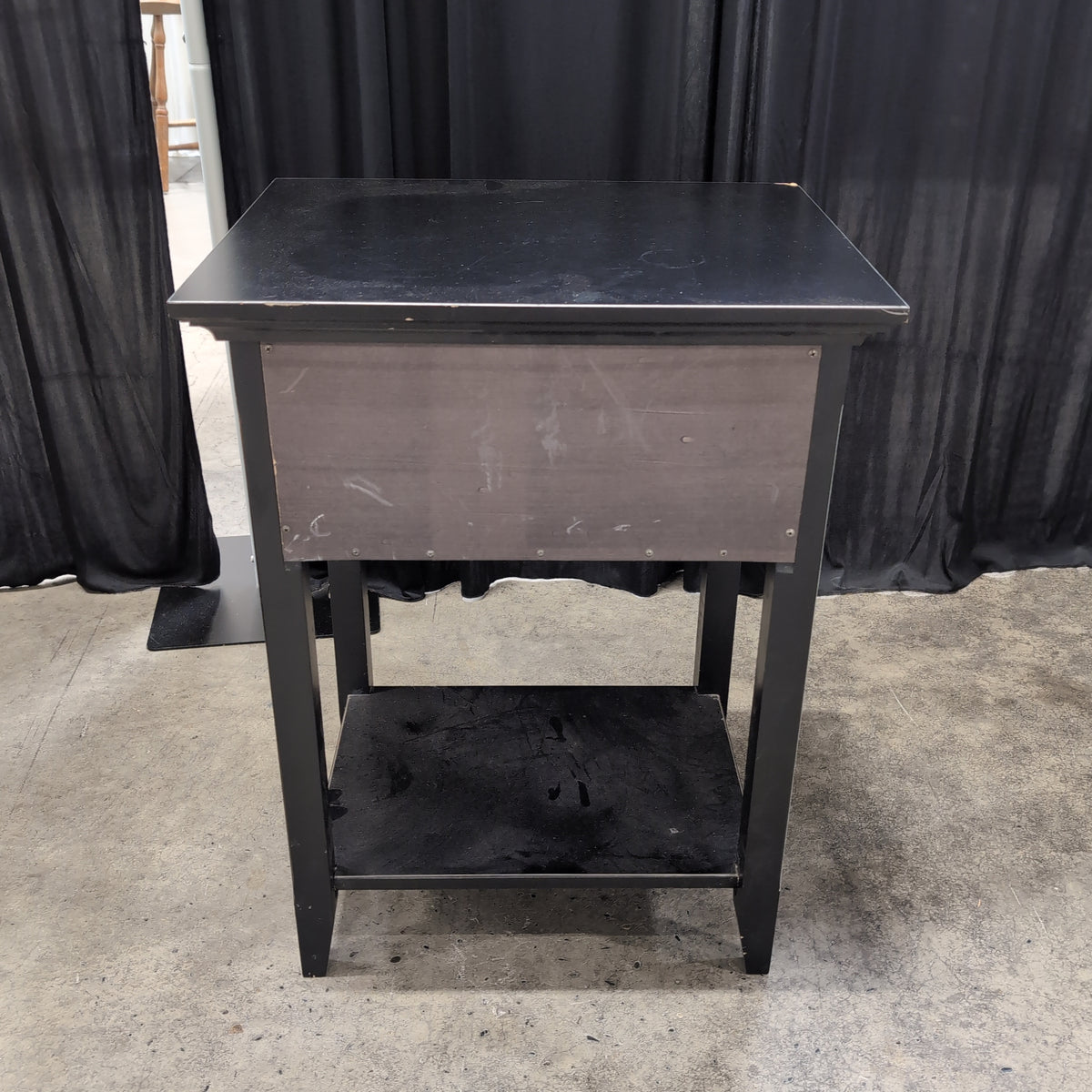 Black Two-Drawer Nightstand with Open Shelf