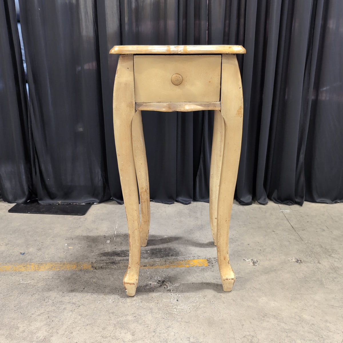 French Provincial Style Cream Nightstand with Cabriole Legs