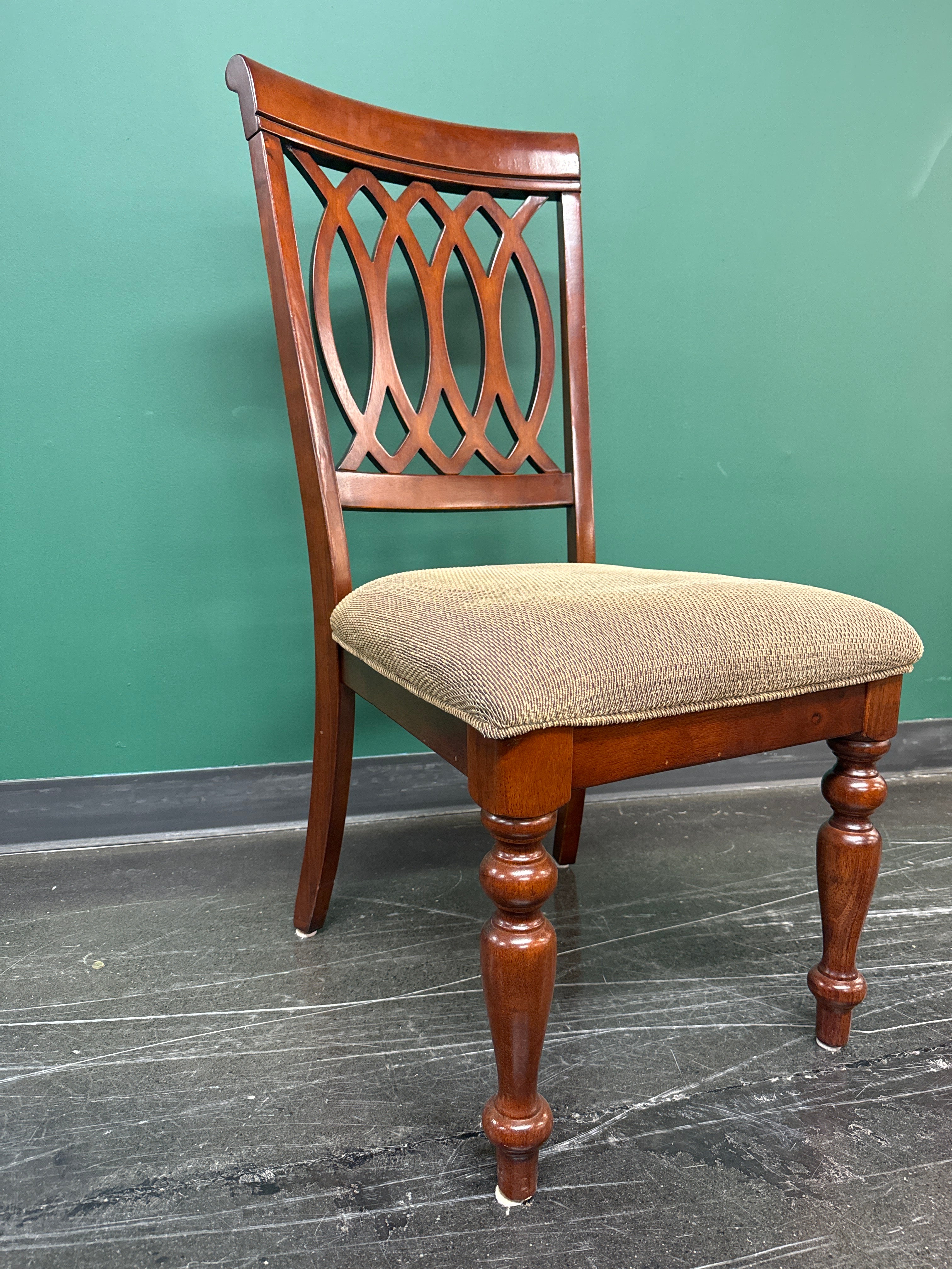 Wood And Fabric Seat Dining Room Chair