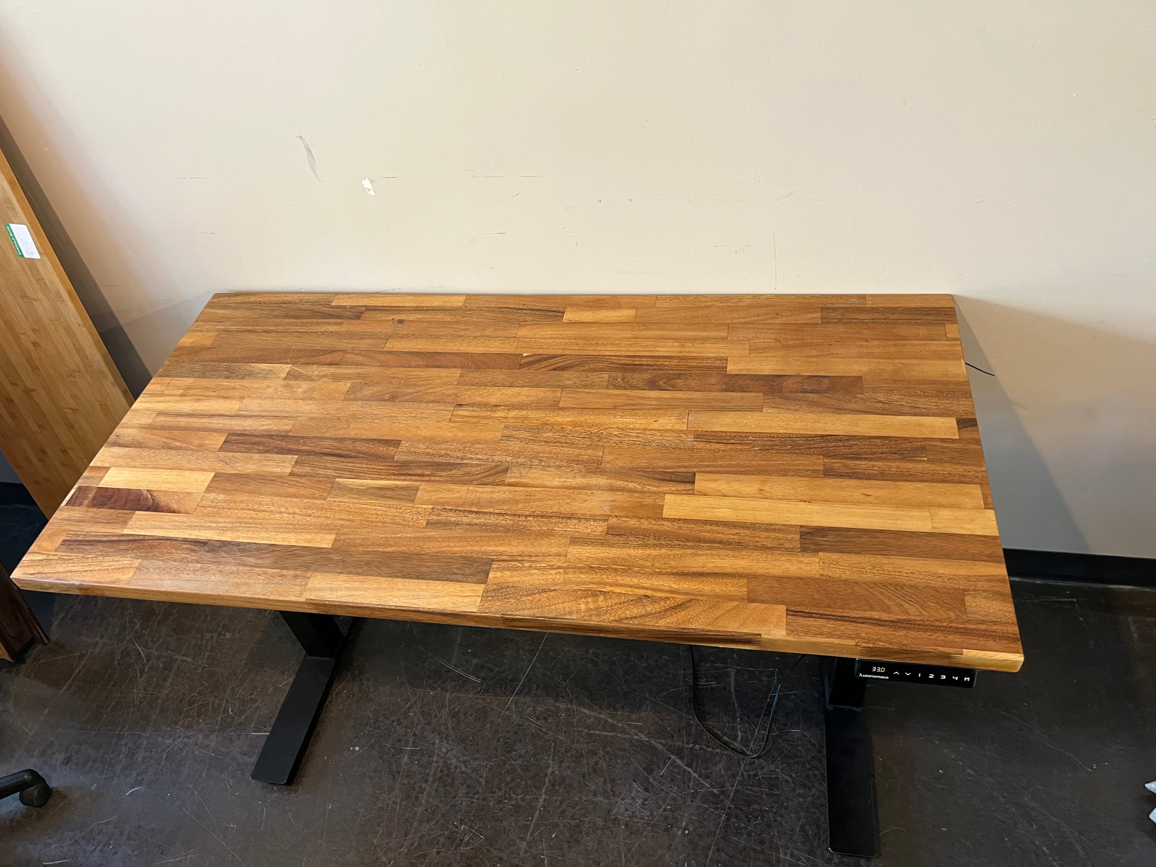 Autonomous Electric Adjustable Standing Desk with Butcher Block Style Top - 59” x 29.5” Workspace