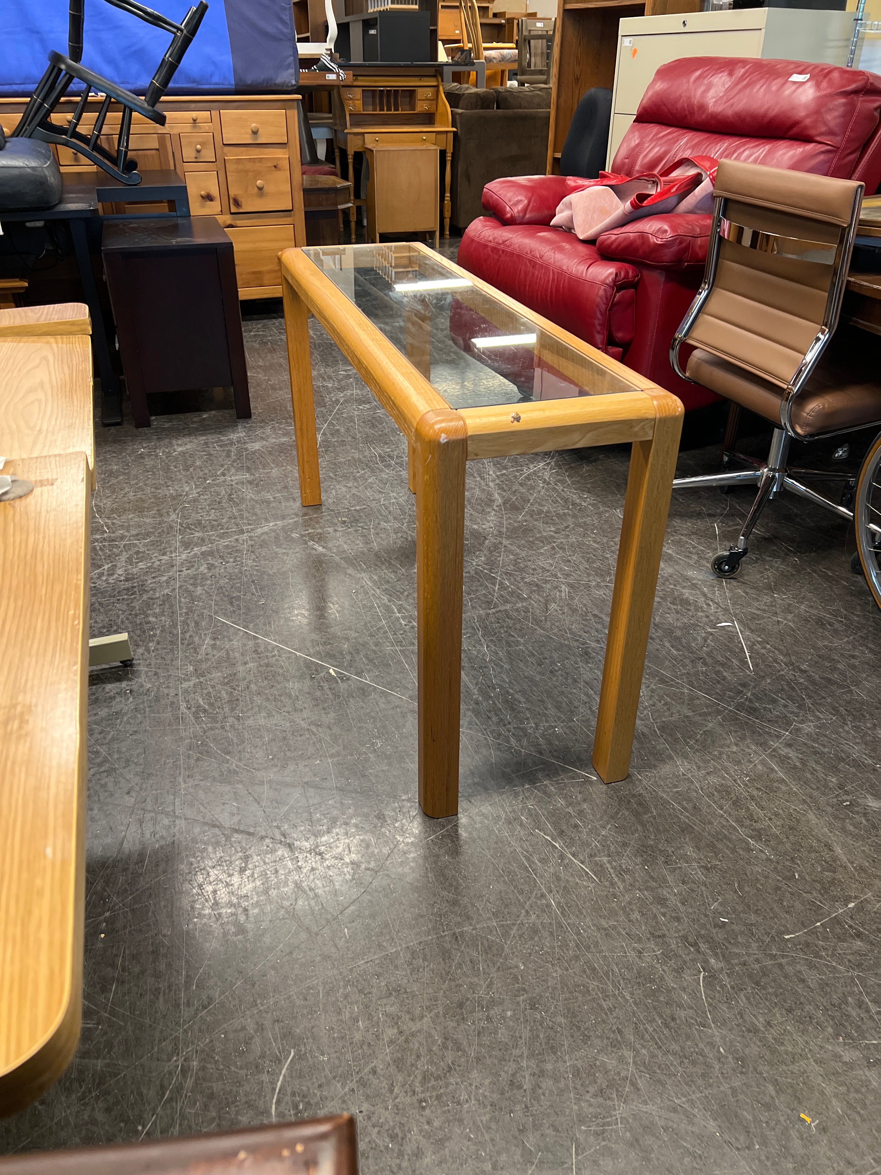 Solid Wood Table Frame with Glass Top