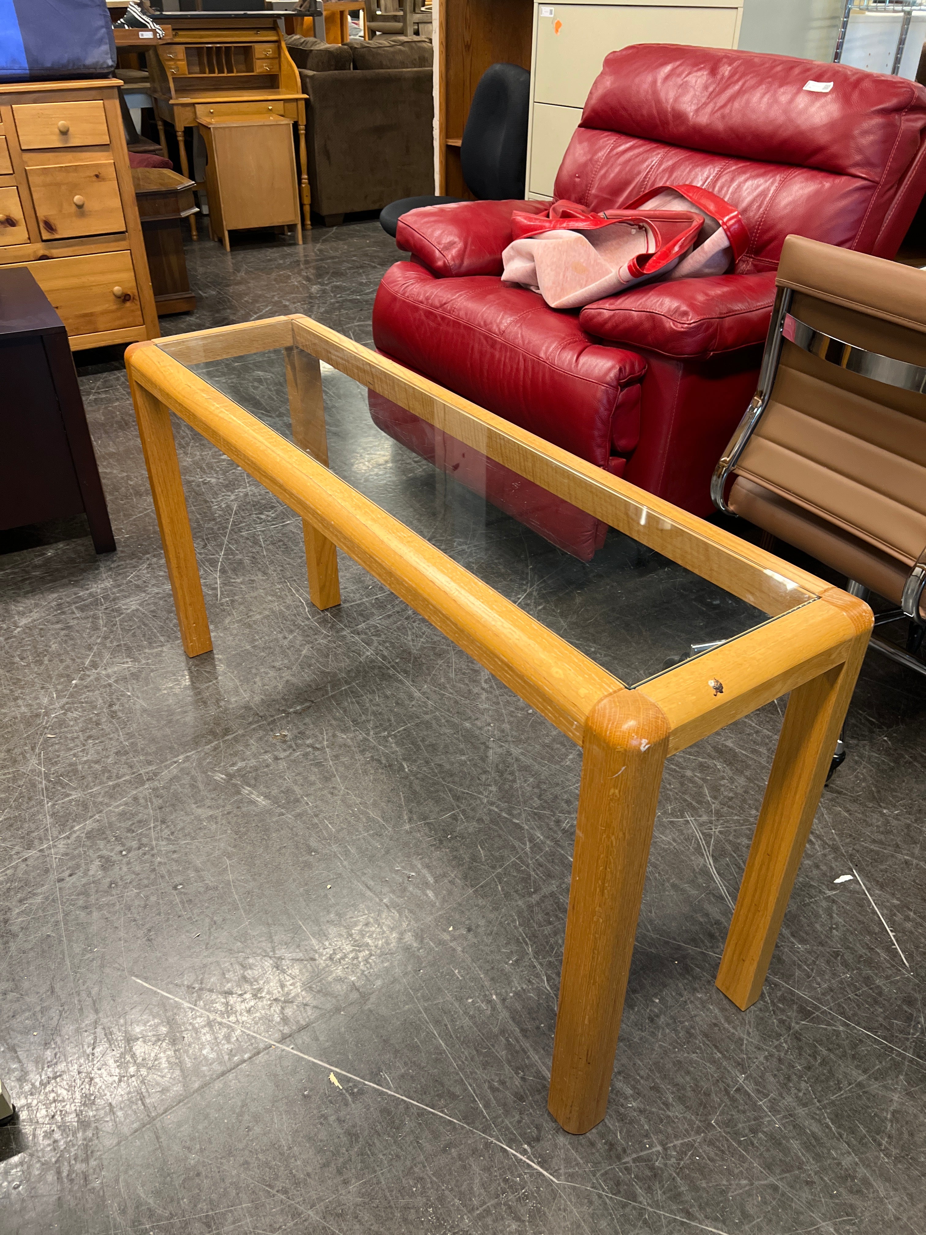 Solid Wood Table Frame with Glass Top