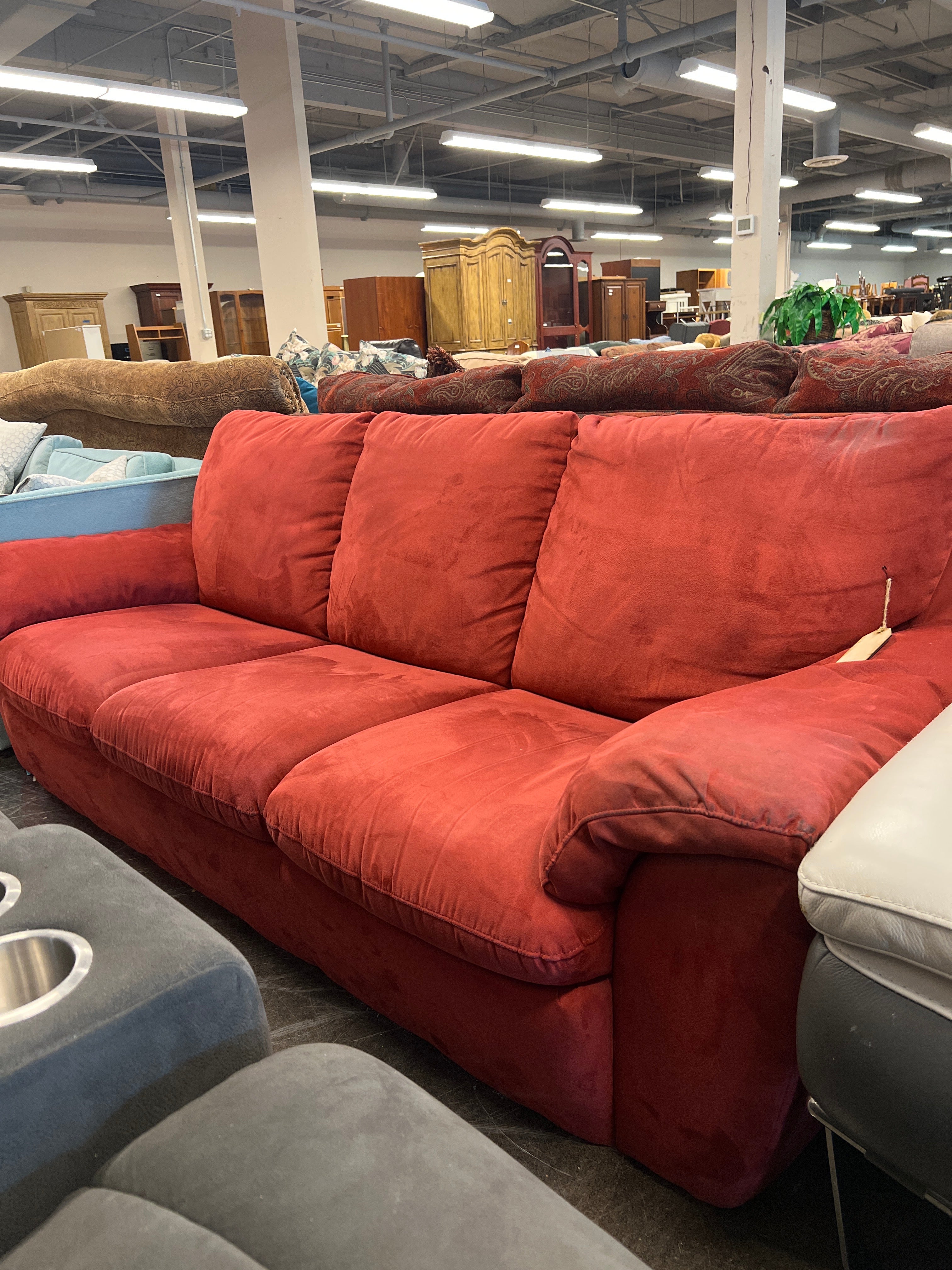 Red Microfiber Sofa