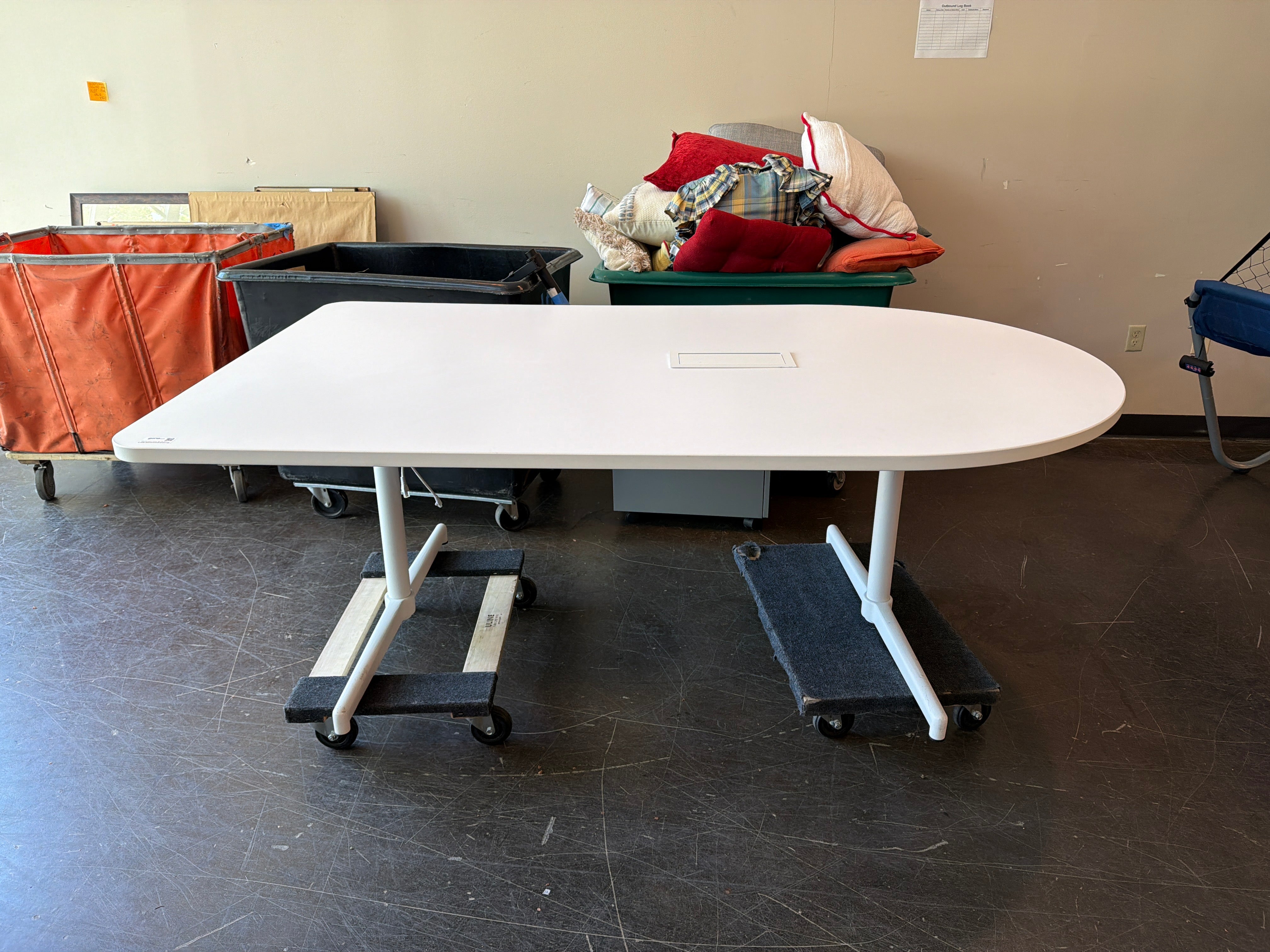 White Oval Mobile 78” Sturdy Conference Table