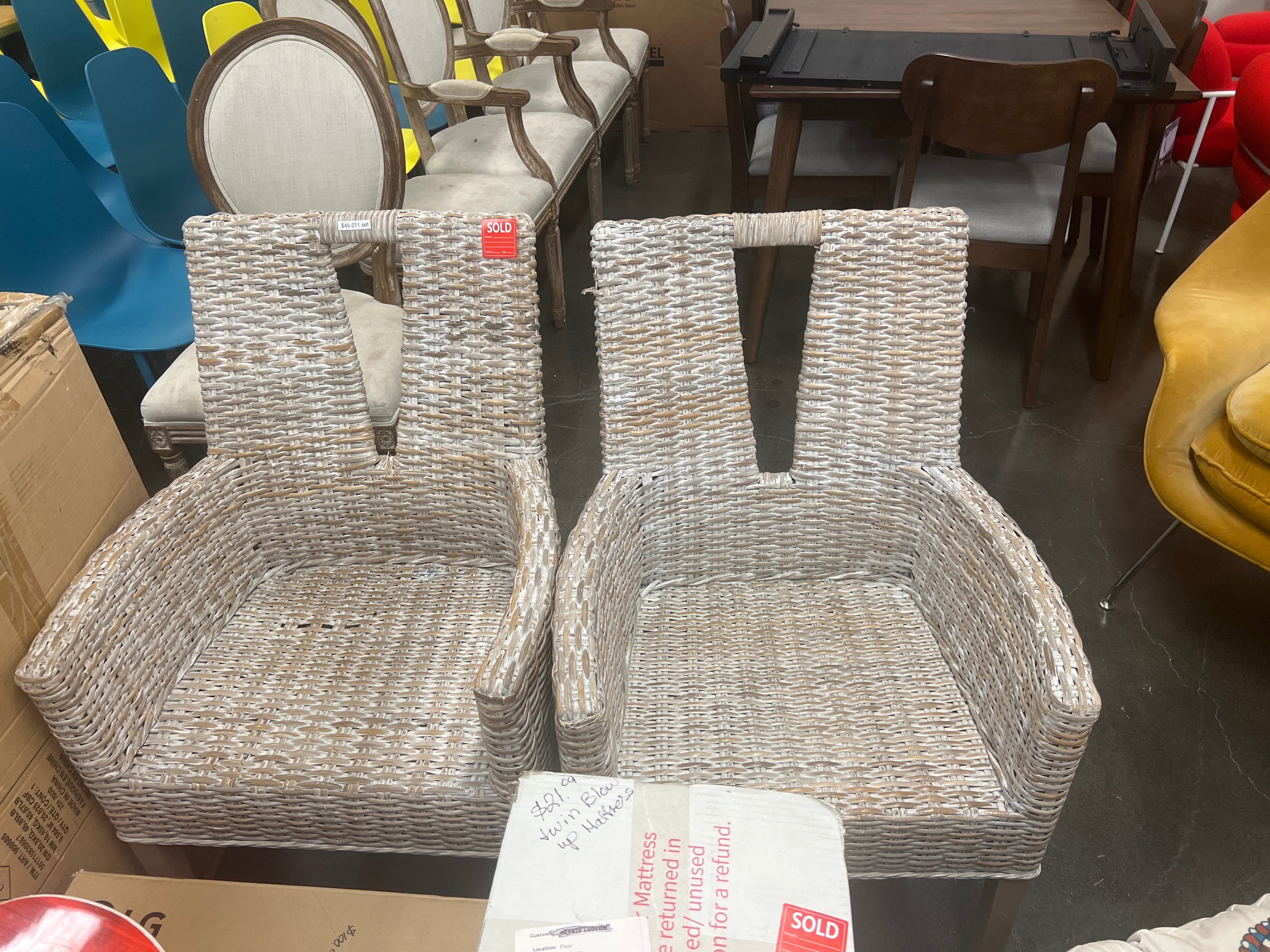 White Washed Wicker Chairs