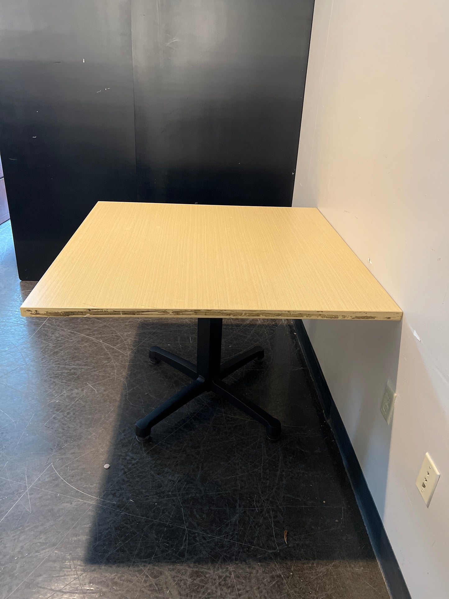 Square Laminate Office Table with Black X-Base – 42” x 42”