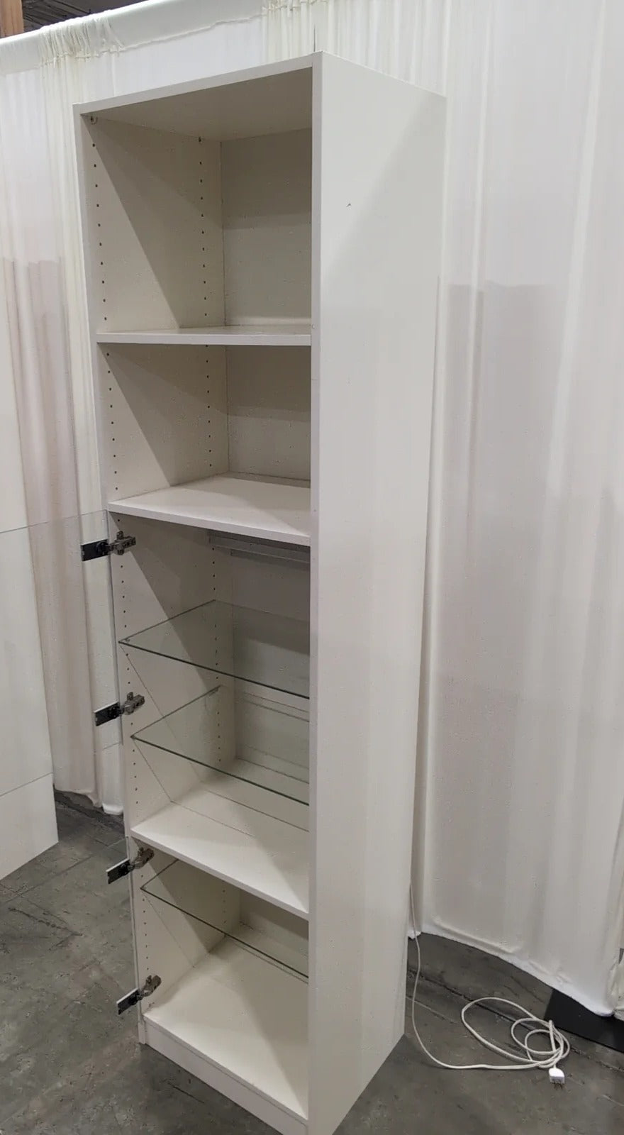 White Tall Bookcase with Glass Doors