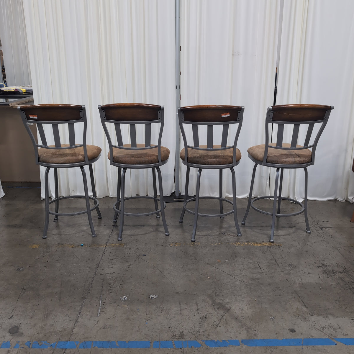 Set of four Dark Wood and Metal Frame Dining Chair