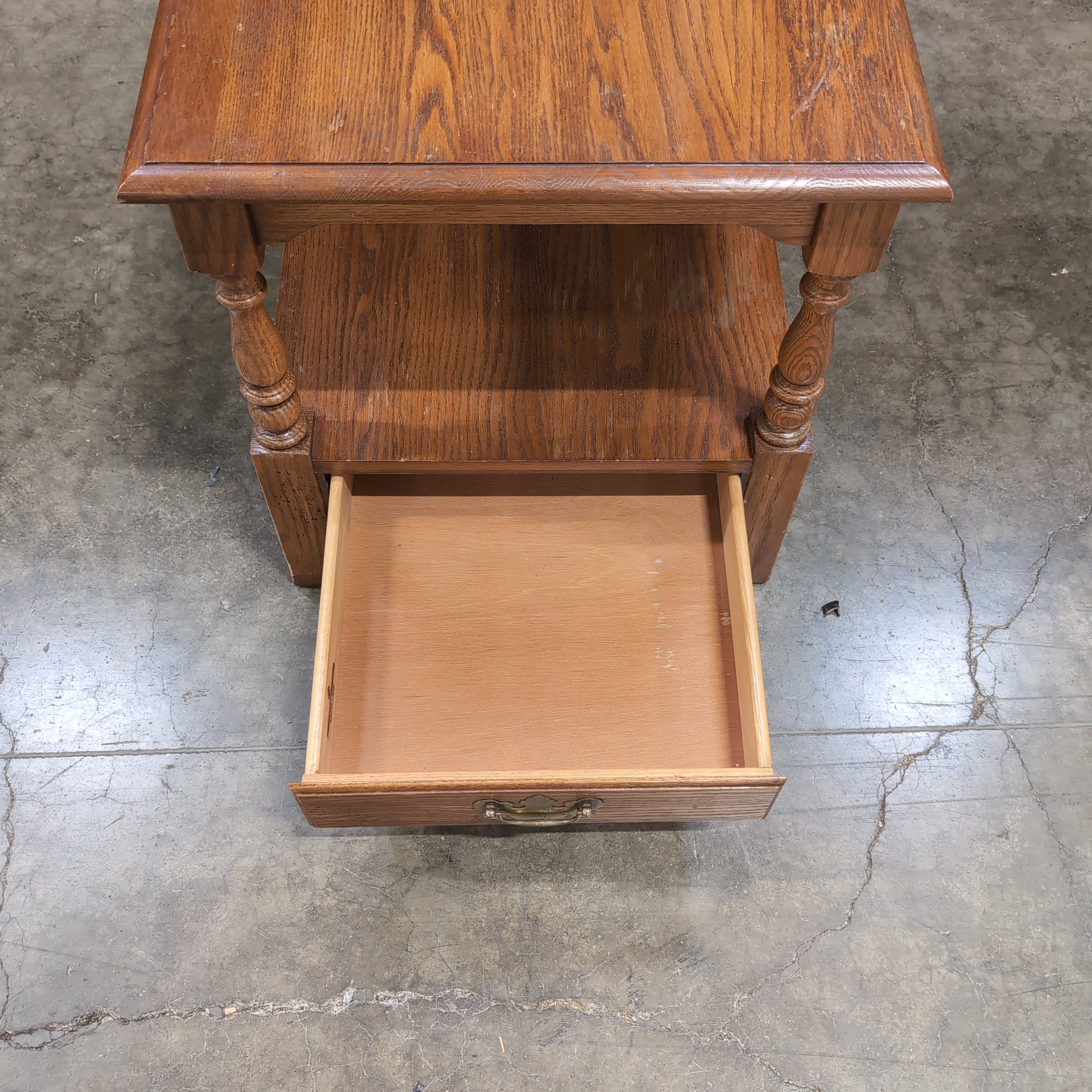 Traditional Brown Wood End Table with Drawer