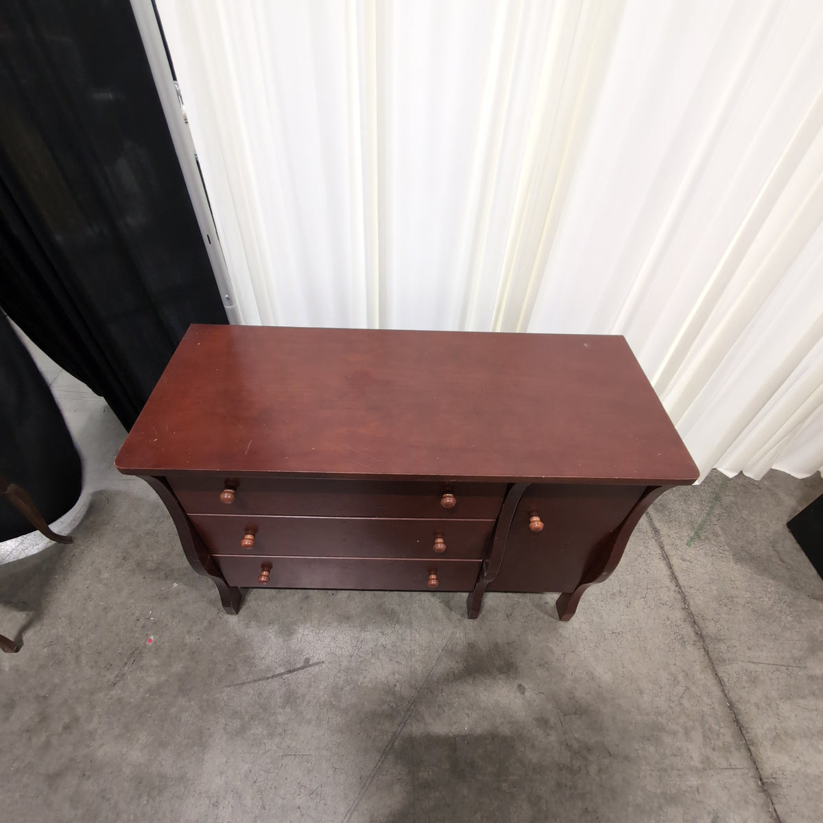 Reddish Brown Wood Dresser with Cabinet Door