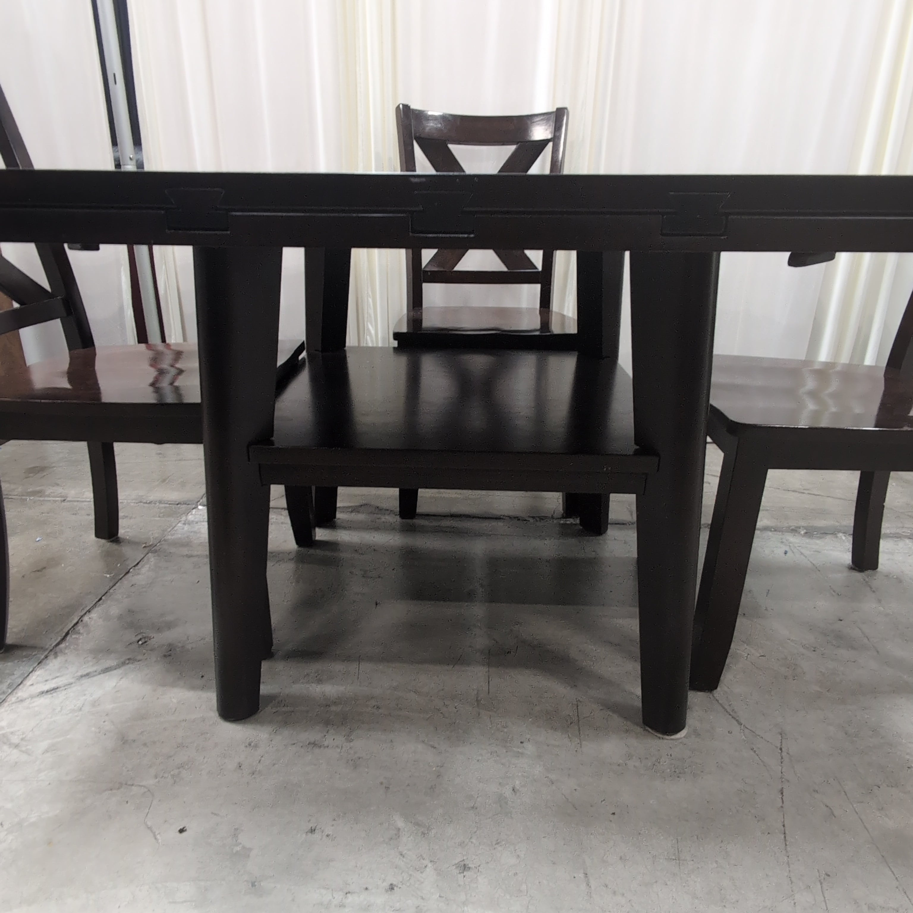 Dark Wood Square Dining Table with Four Chairs