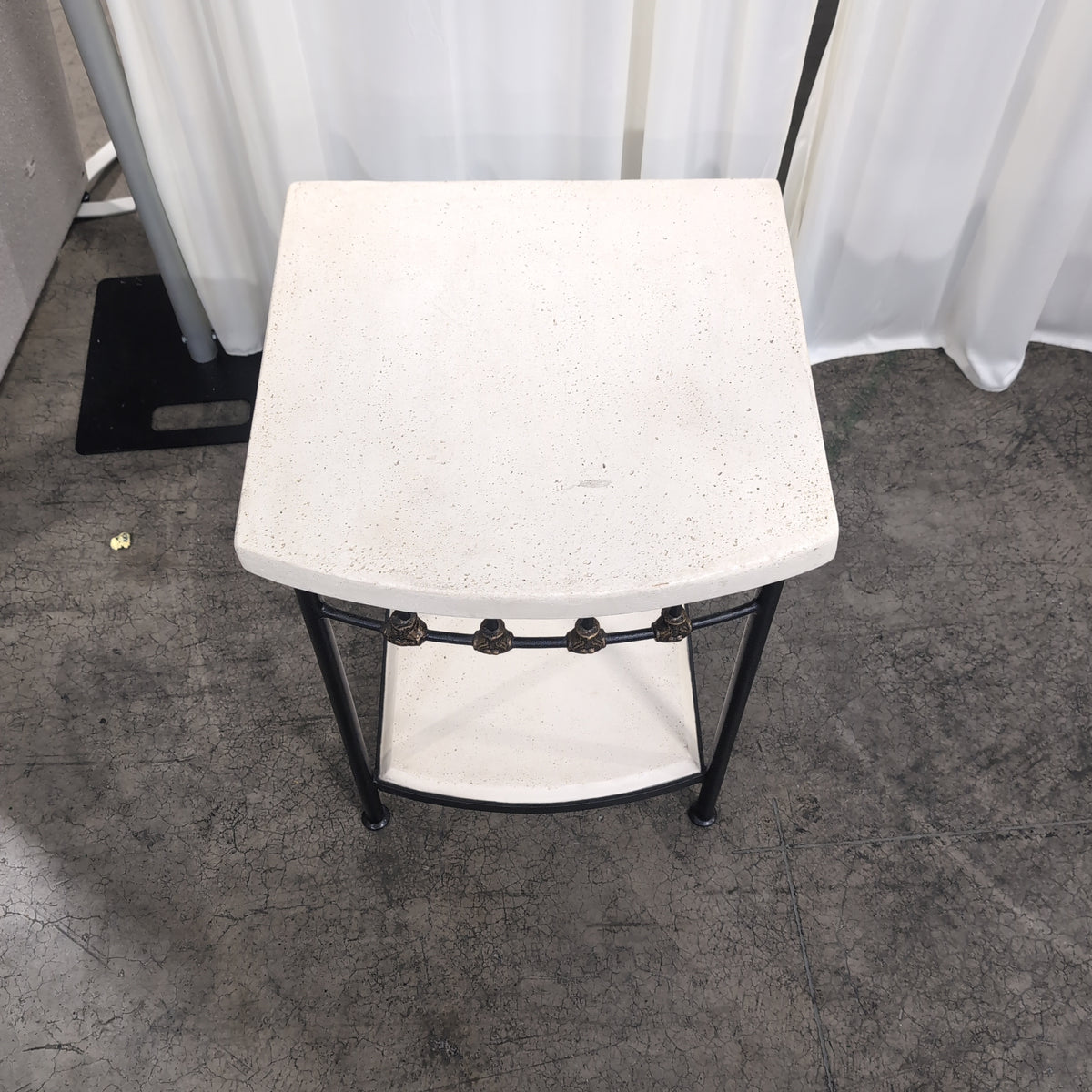 Square Mediterranean End Table in Stone and Iron