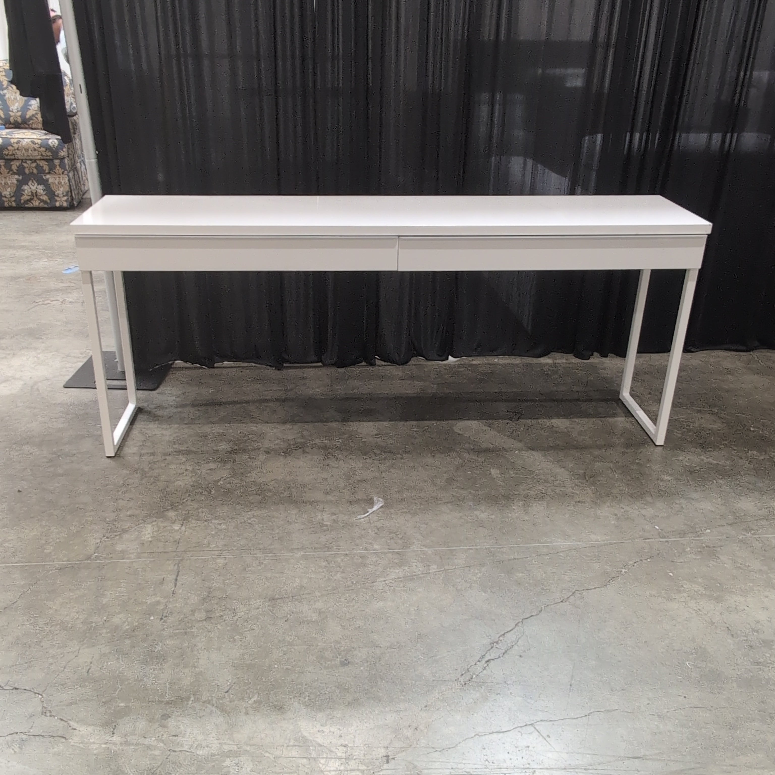 Off-White Minimalist Console Table with Two Drawers