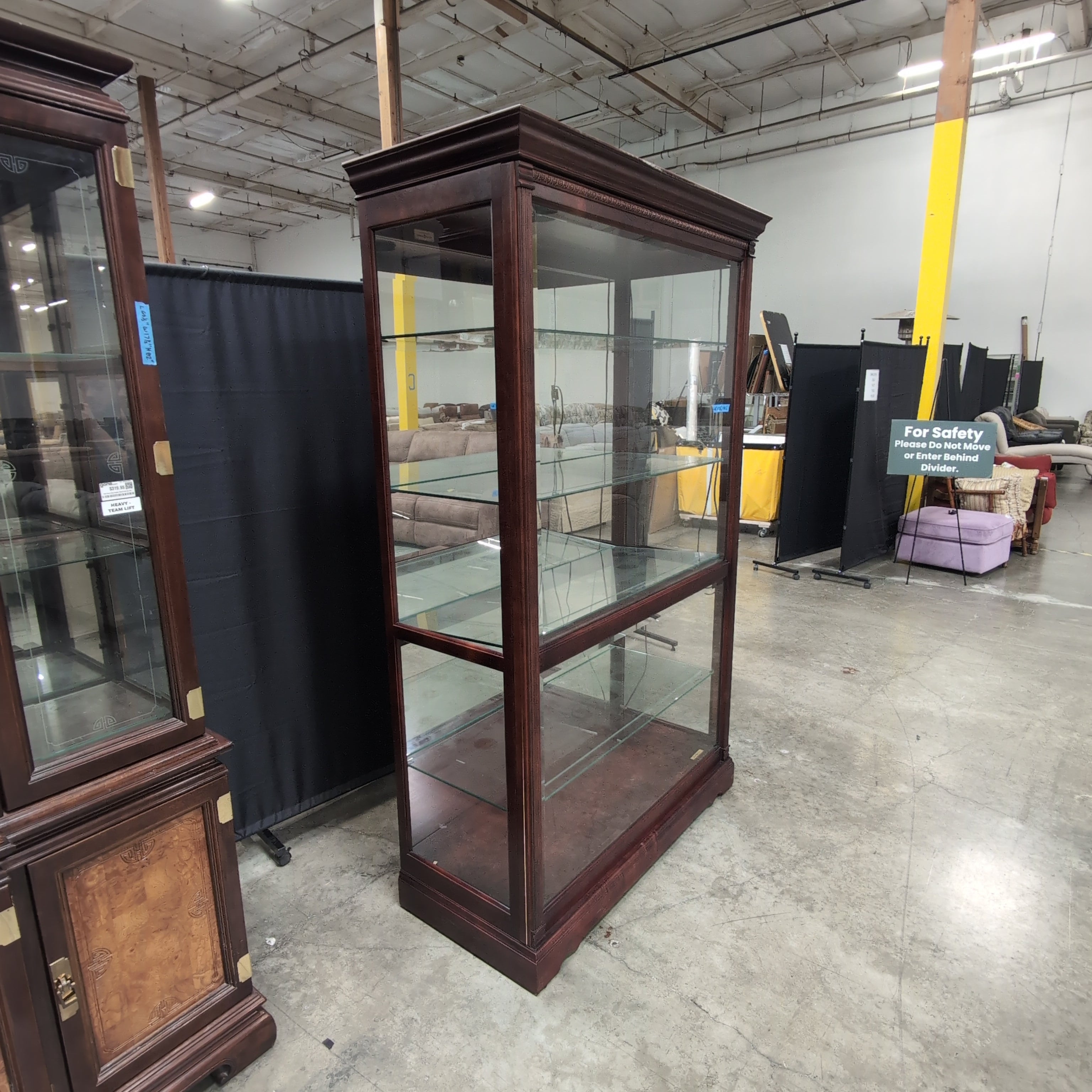 Howard Miller Townsend Curio Cabinet Traditional Dark Wood China Cabinet with Glass Shelves