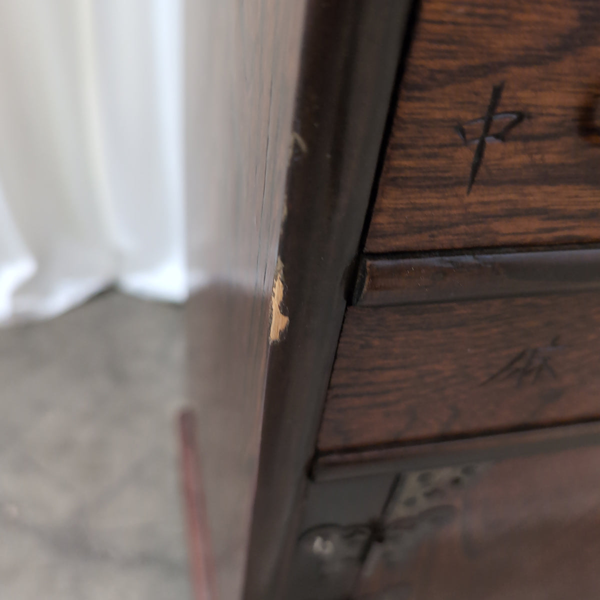 Traditional Asian Wood Medicine Cabinet with Brass Hardware